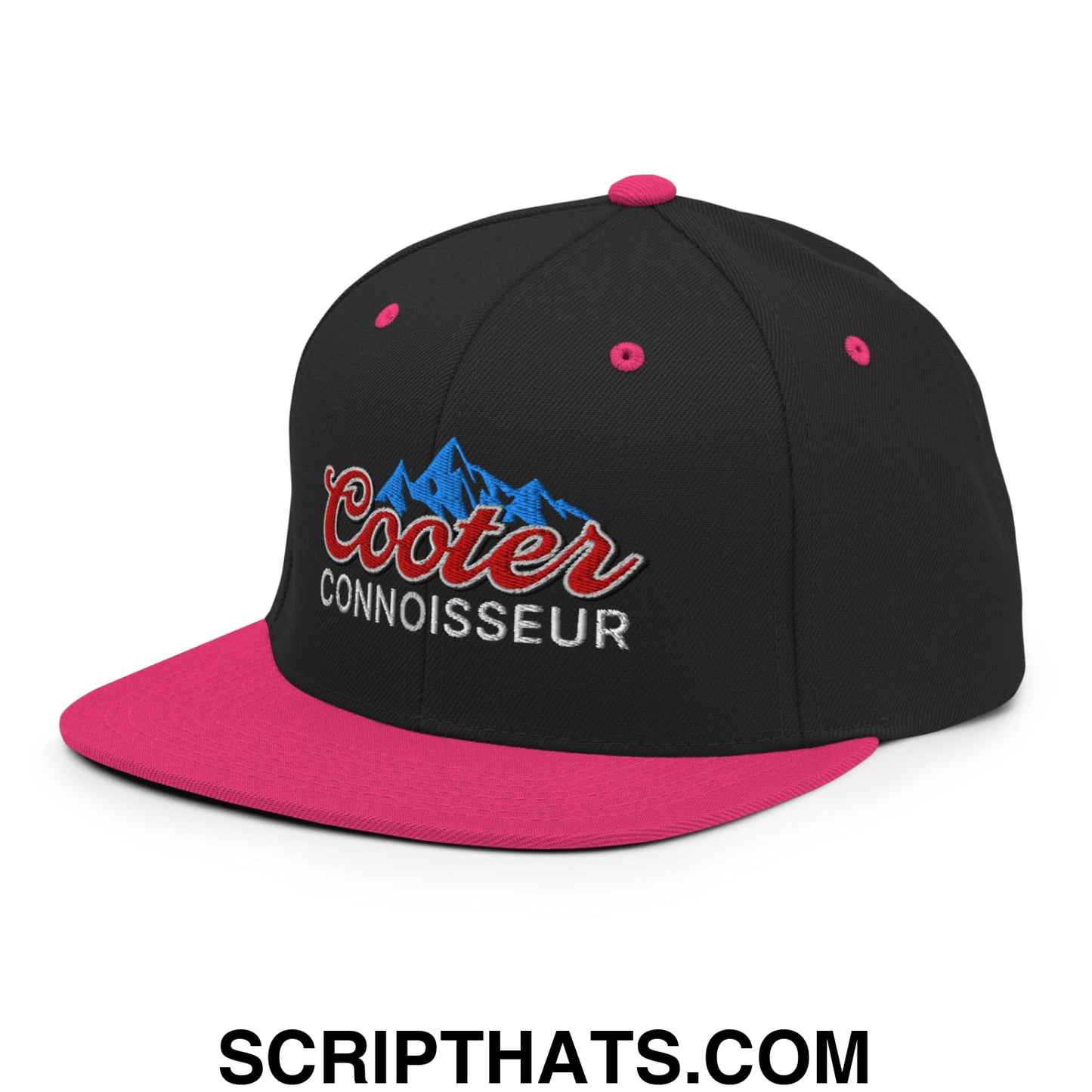 Cooter Connoisseur Embroidered Flat Bill Brim Snapback Hat Black Neon Pink