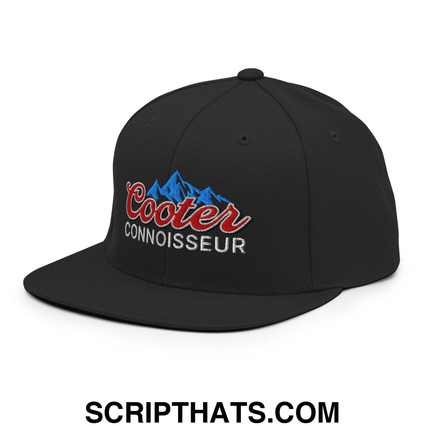Cooter Connoisseur Embroidered Flat Bill Brim Snapback Hat Black