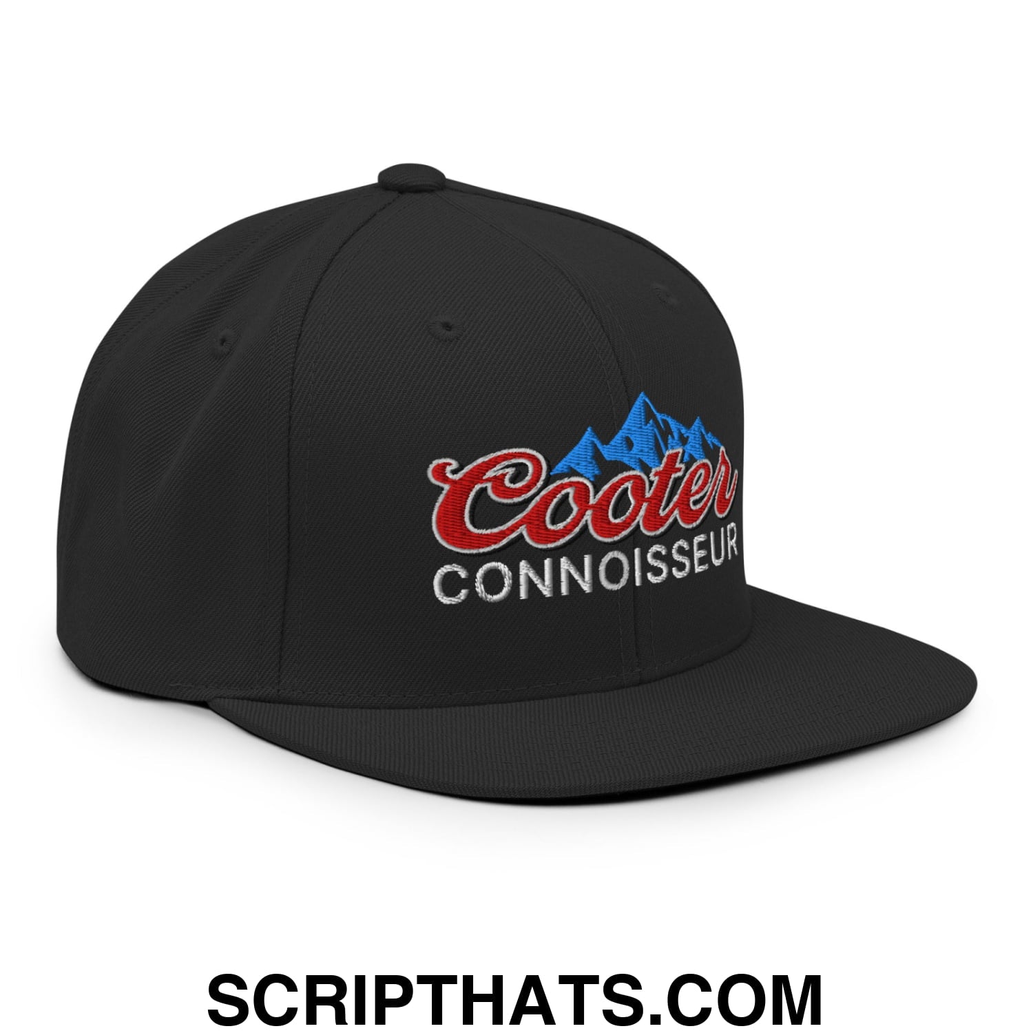 Cooter Connoisseur Embroidered Flat Bill Brim Snapback Hat Black