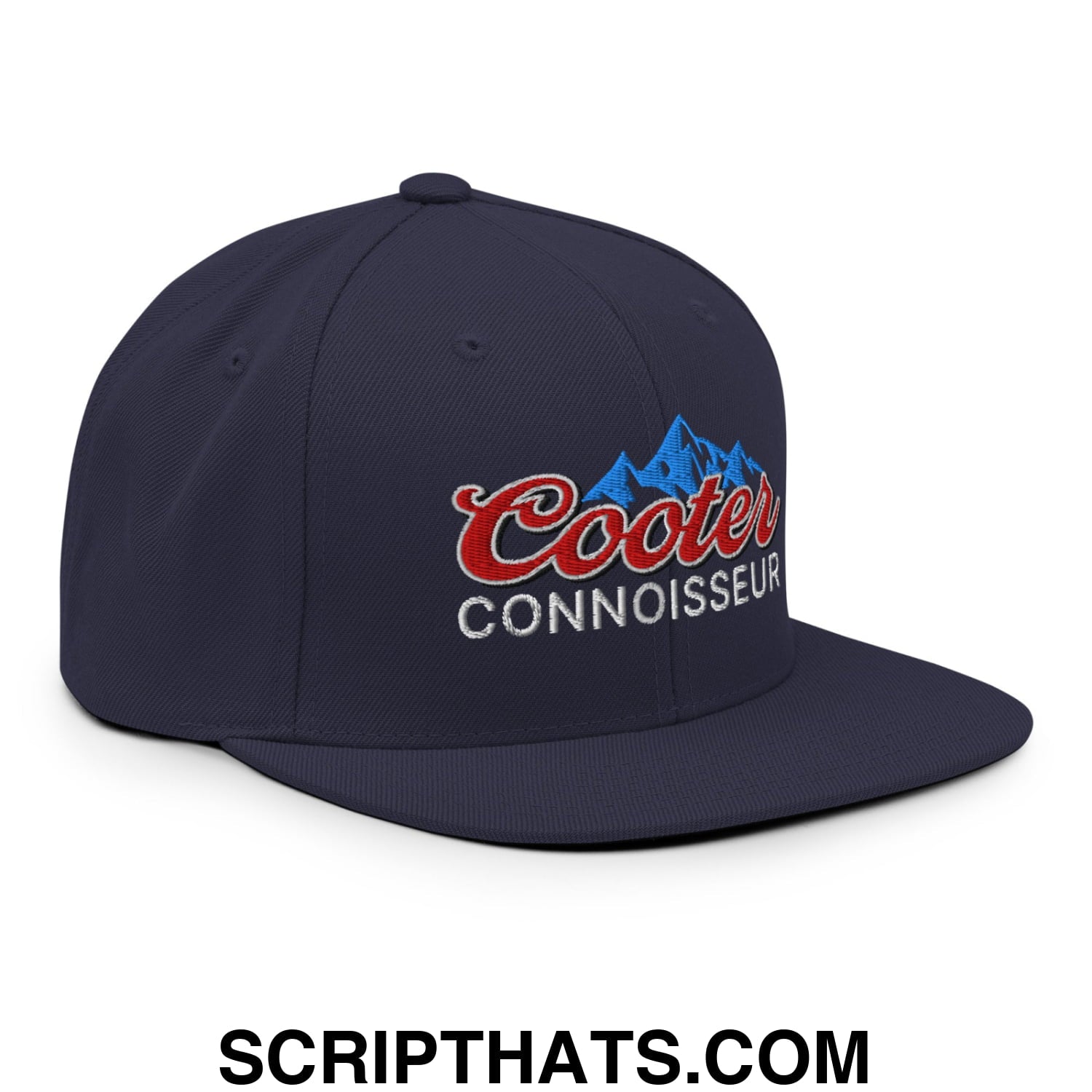 Cooter Connoisseur Embroidered Flat Bill Brim Snapback Hat Navy