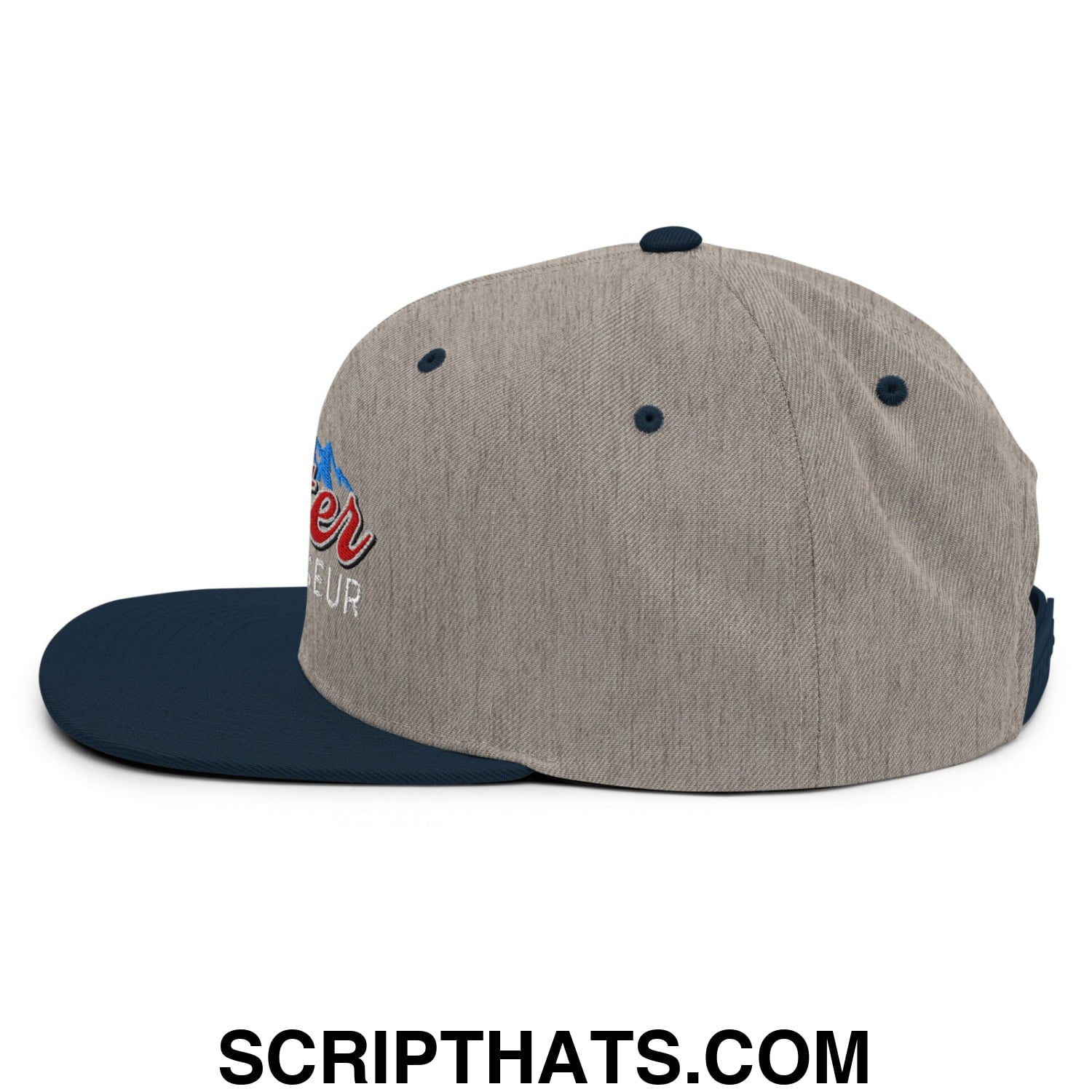 Cooter Connoisseur Embroidered Flat Bill Brim Snapback Hat Heather Grey Navy