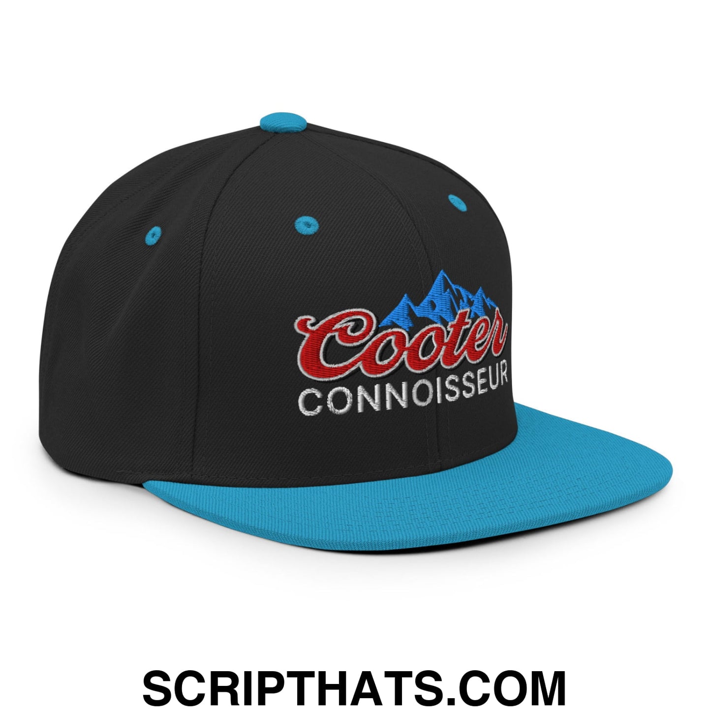 Cooter Connoisseur Embroidered Flat Bill Brim Snapback Hat Black Teal