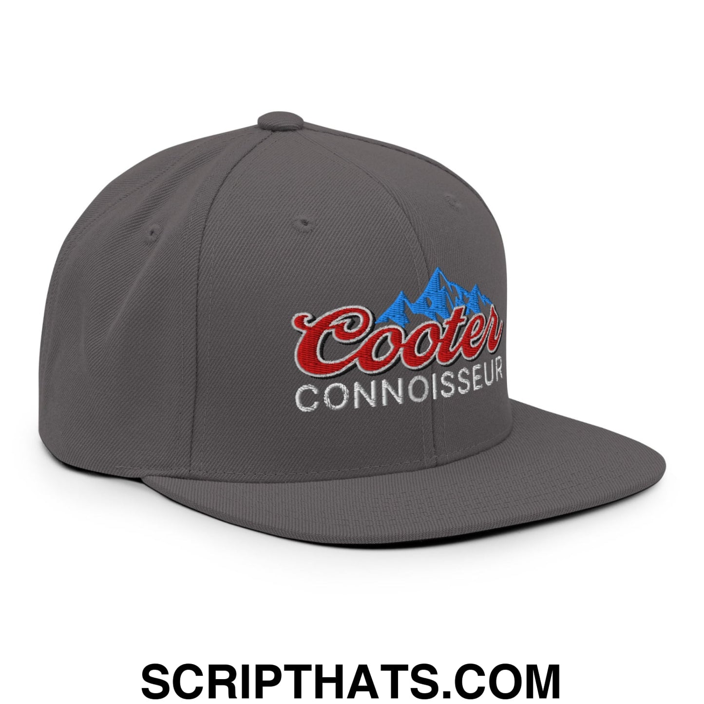 Cooter Connoisseur Embroidered Flat Bill Brim Snapback Hat Dark Grey