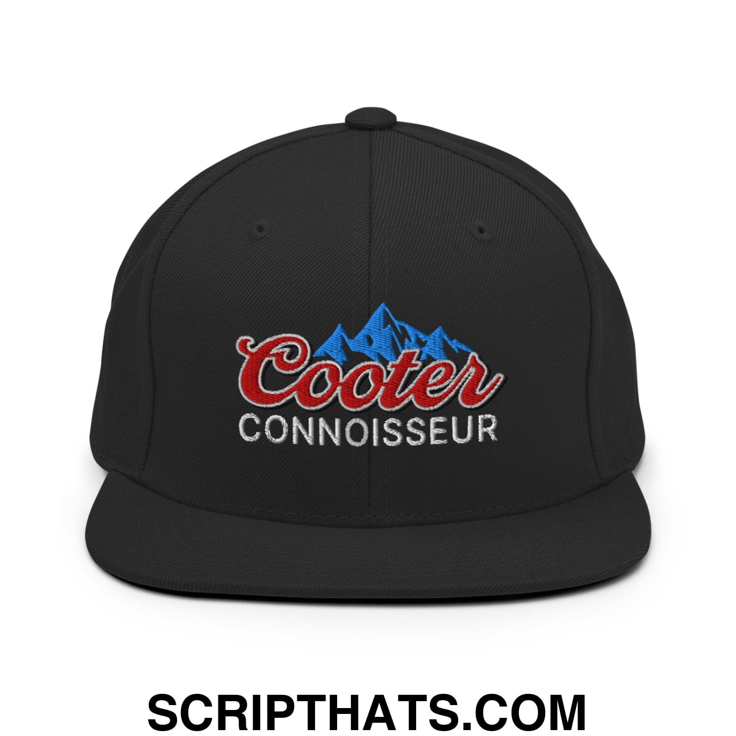 Cooter Connoisseur Embroidered Flat Bill Brim Snapback Hat Black