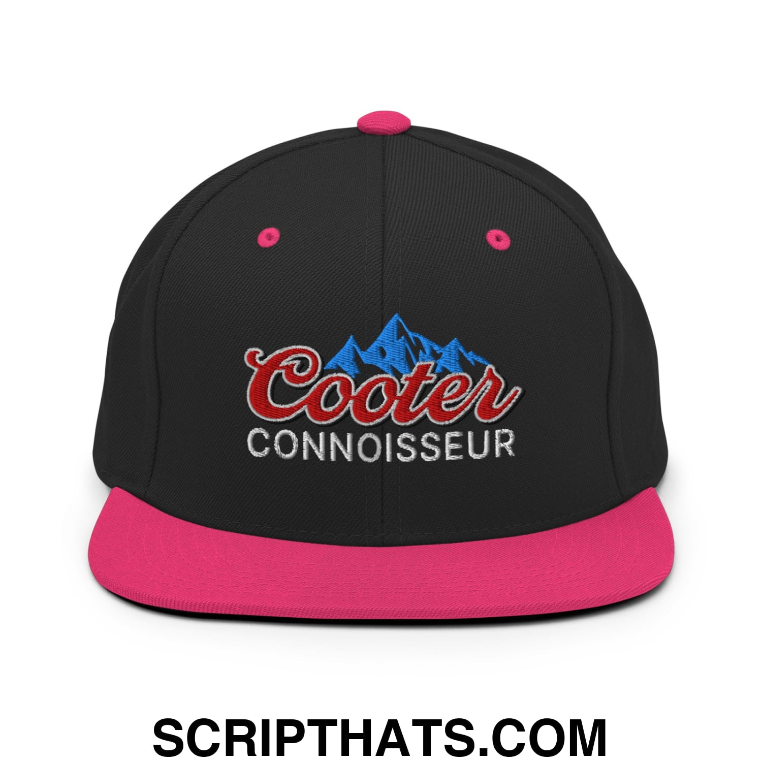 Cooter Connoisseur Embroidered Flat Bill Brim Snapback Hat Black Neon Pink