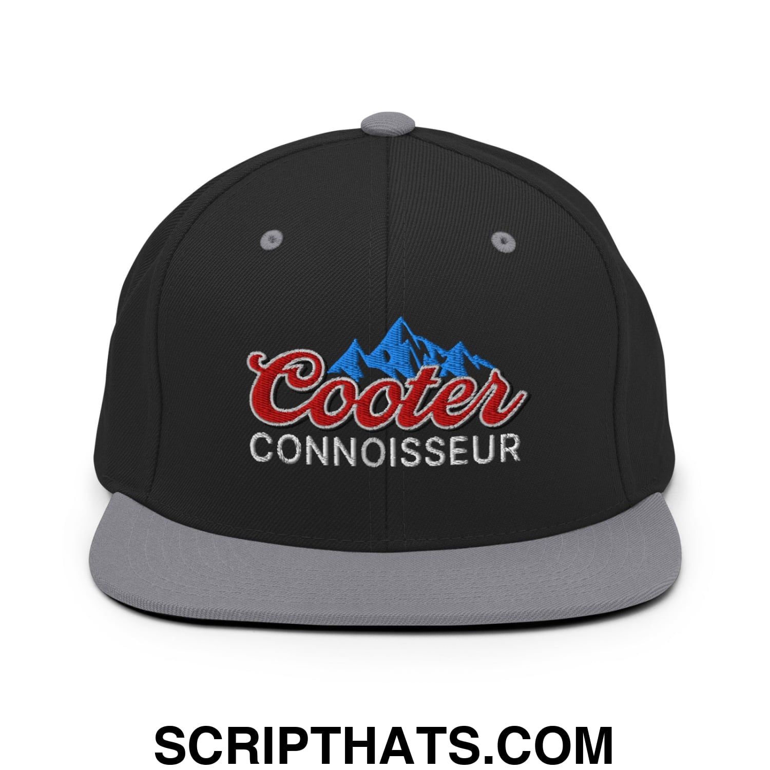 Cooter Connoisseur Embroidered Flat Bill Brim Snapback Hat Black Silver