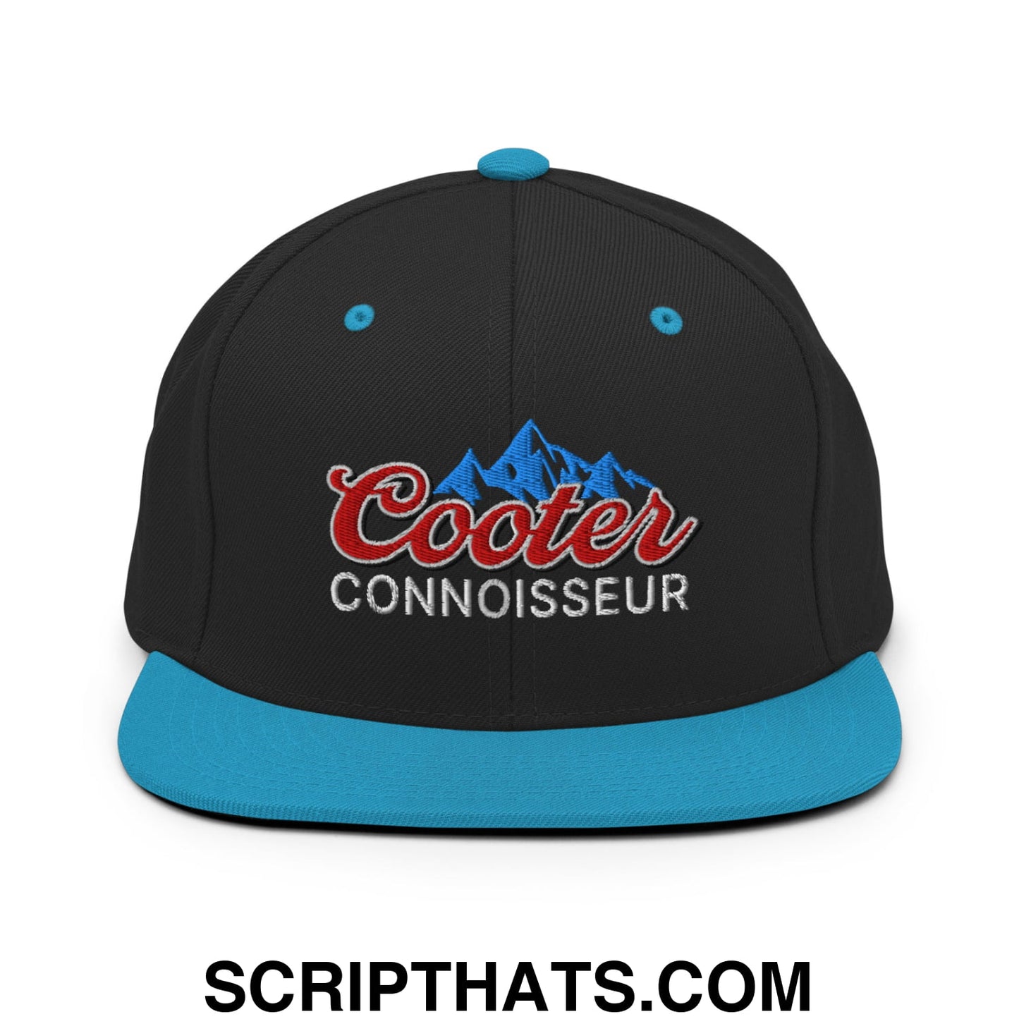 Cooter Connoisseur Embroidered Flat Bill Brim Snapback Hat Black Teal