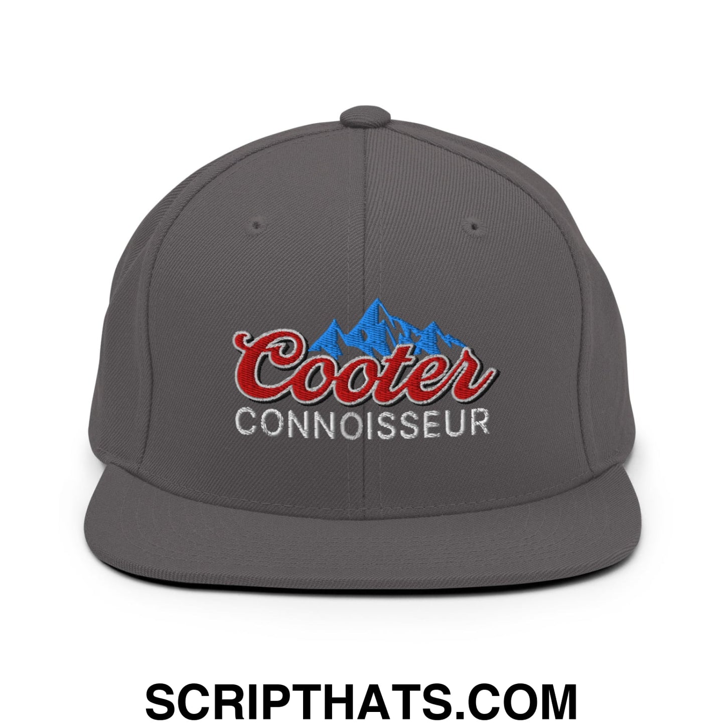 Cooter Connoisseur Embroidered Flat Bill Brim Snapback Hat Dark Grey