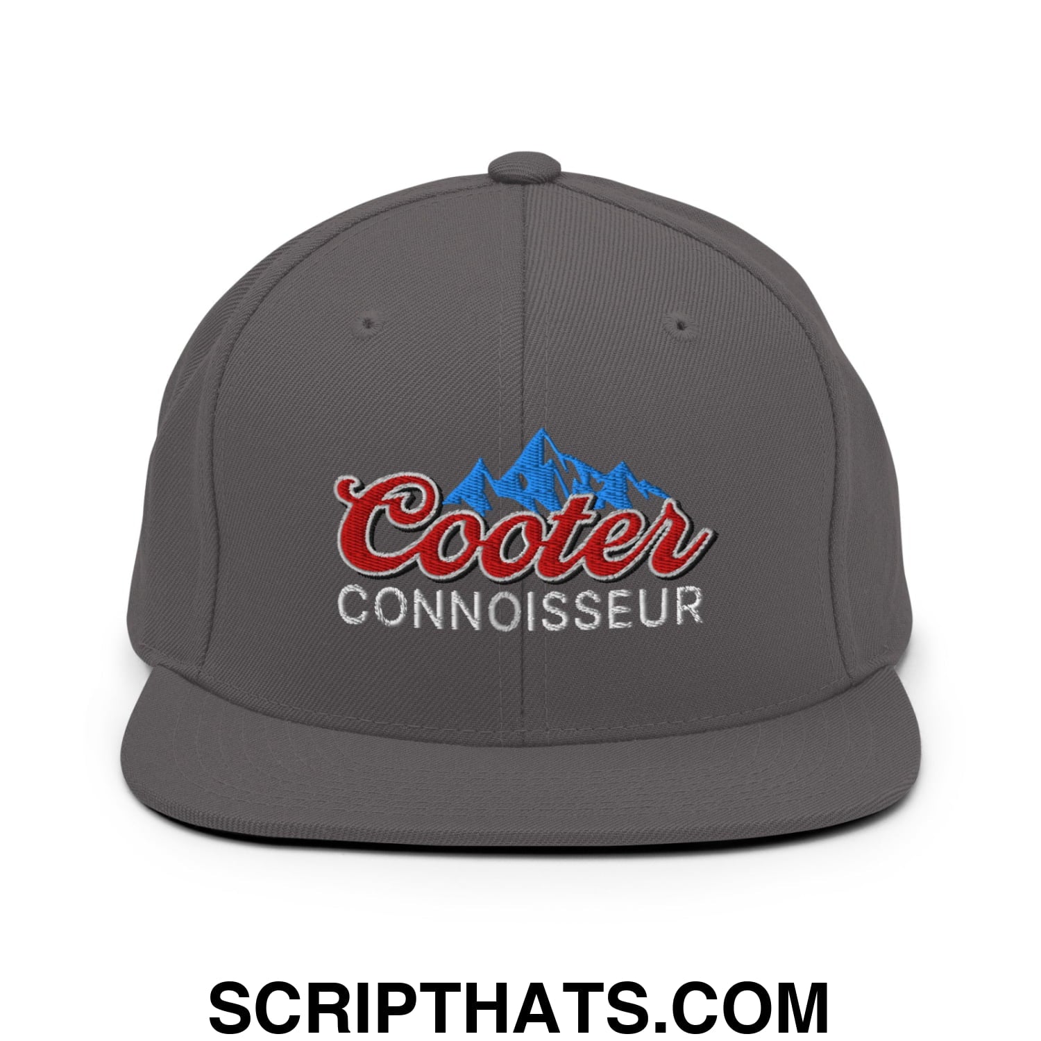 Cooter Connoisseur Embroidered Flat Bill Brim Snapback Hat Dark Grey