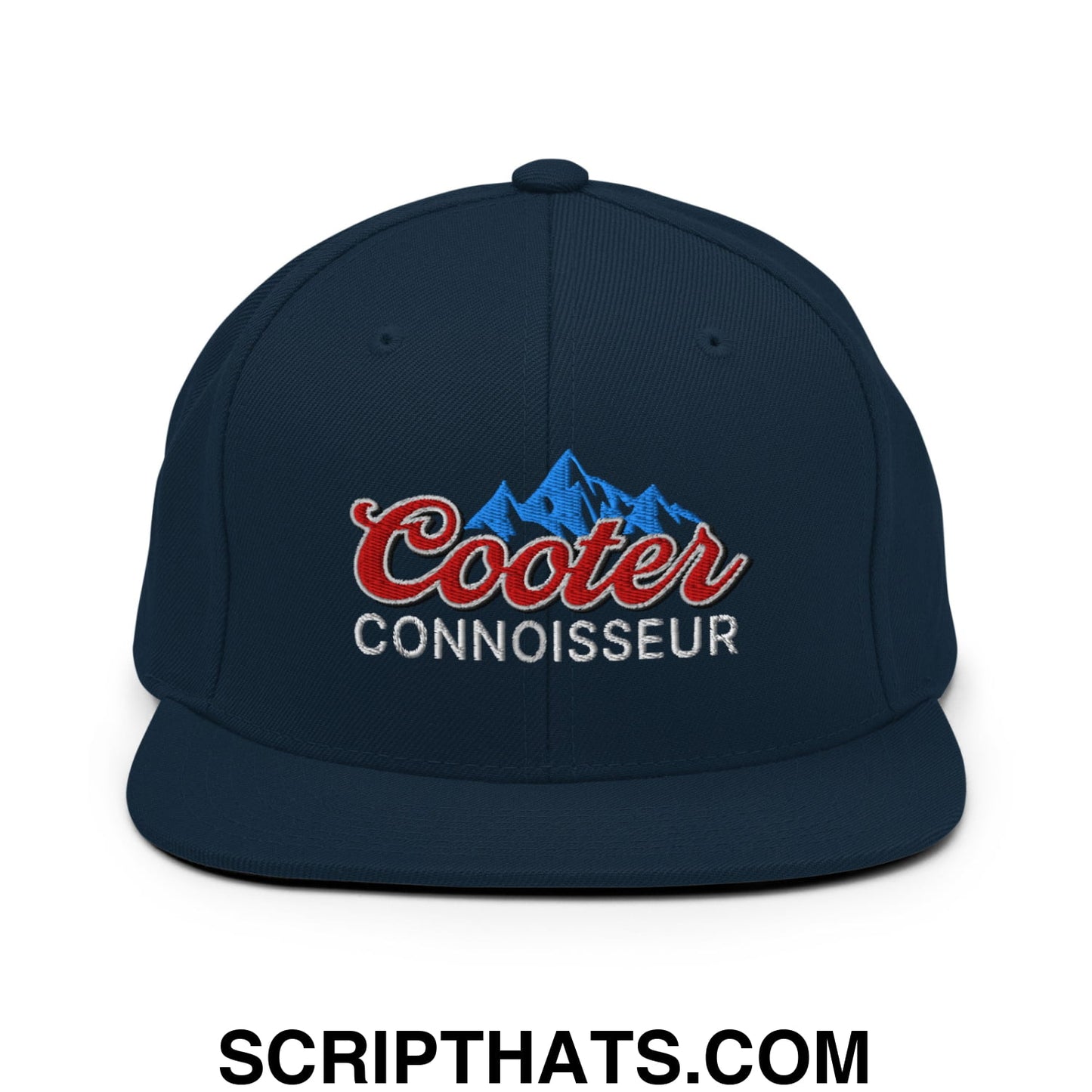 Cooter Connoisseur Embroidered Flat Bill Brim Snapback Hat Dark Navy