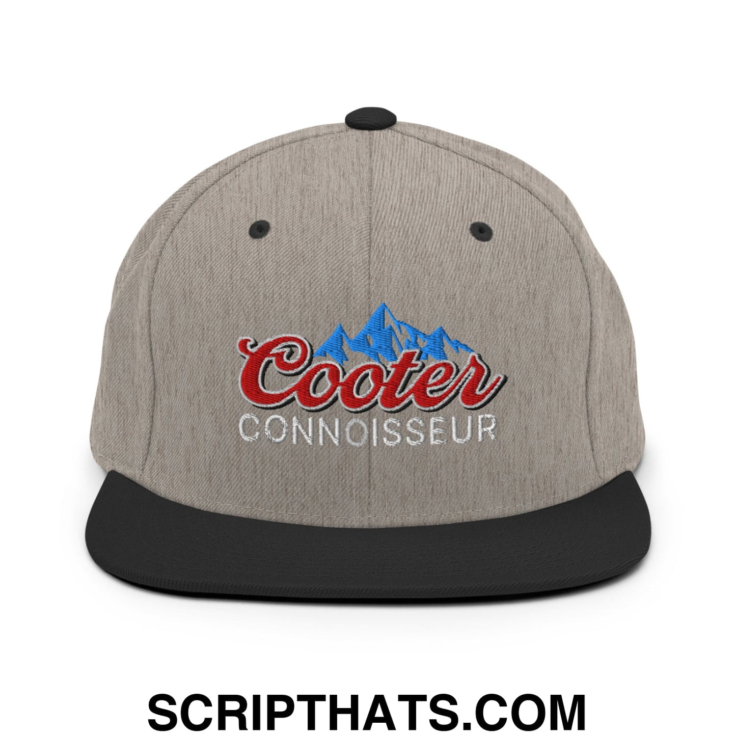 Cooter Connoisseur Embroidered Flat Bill Brim Snapback Hat Heather Black