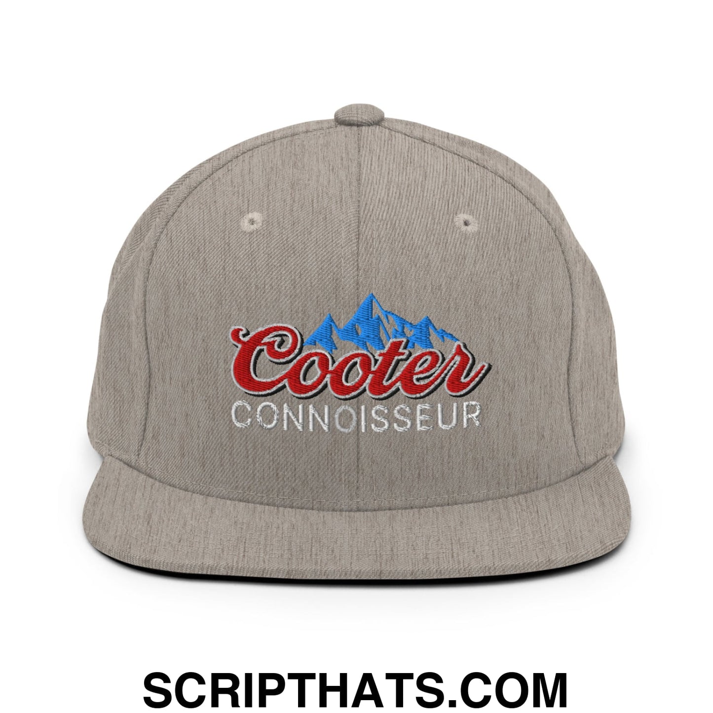 Cooter Connoisseur Embroidered Flat Bill Brim Snapback Hat Heather Grey