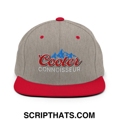 Cooter Connoisseur Embroidered Flat Bill Brim Snapback Hat Heather Grey Red