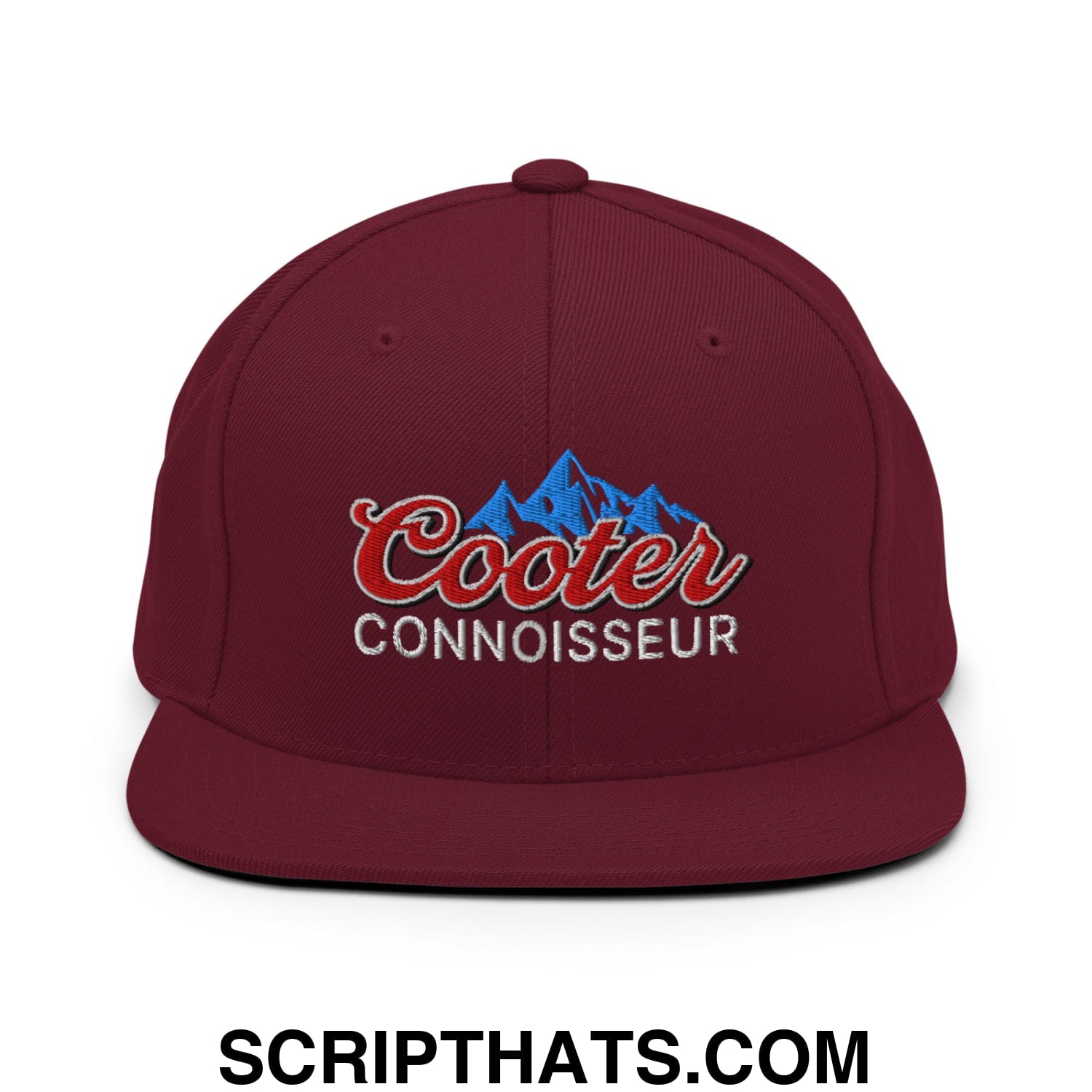 Cooter Connoisseur Embroidered Flat Bill Brim Snapback Hat Maroon