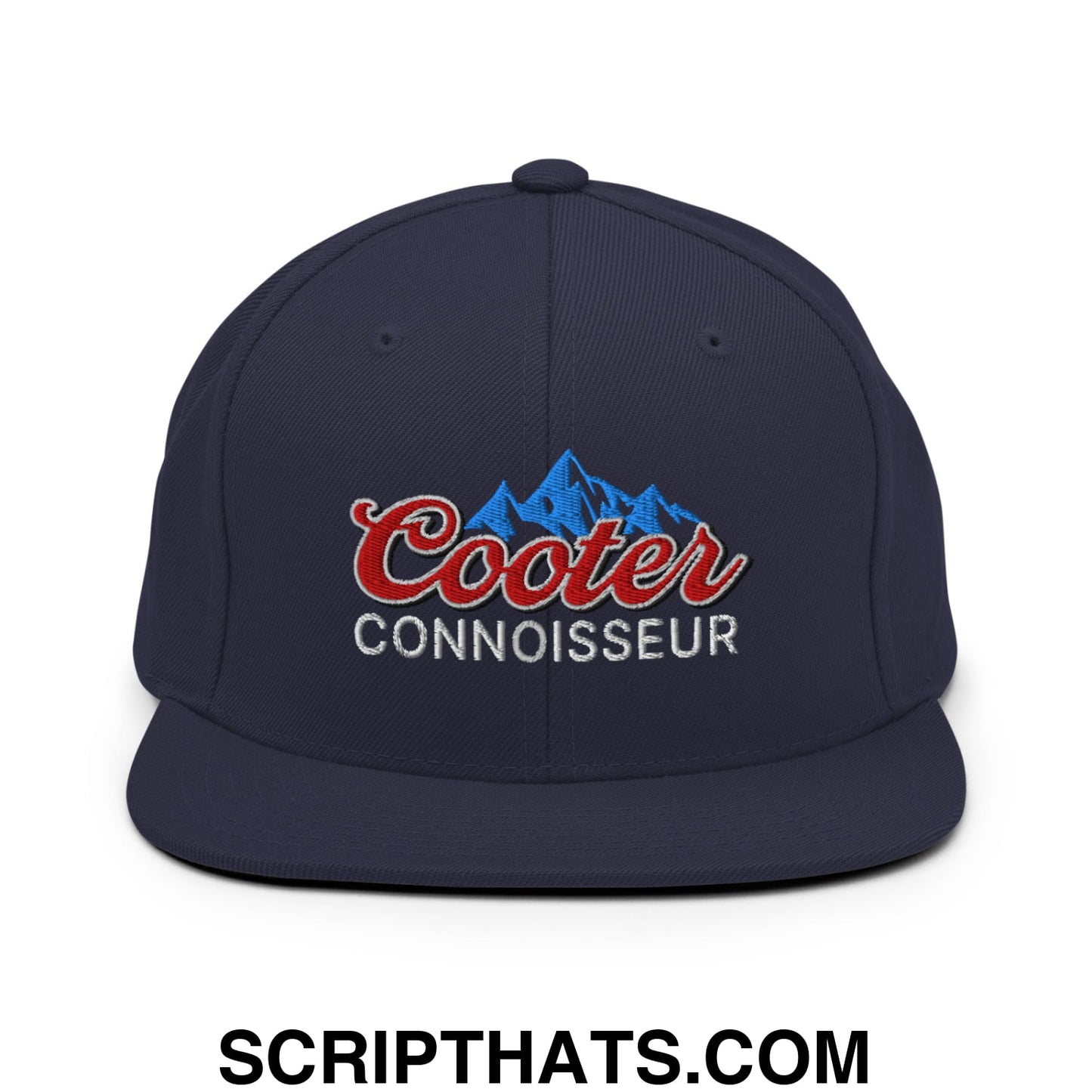 Cooter Connoisseur Embroidered Flat Bill Brim Snapback Hat Navy