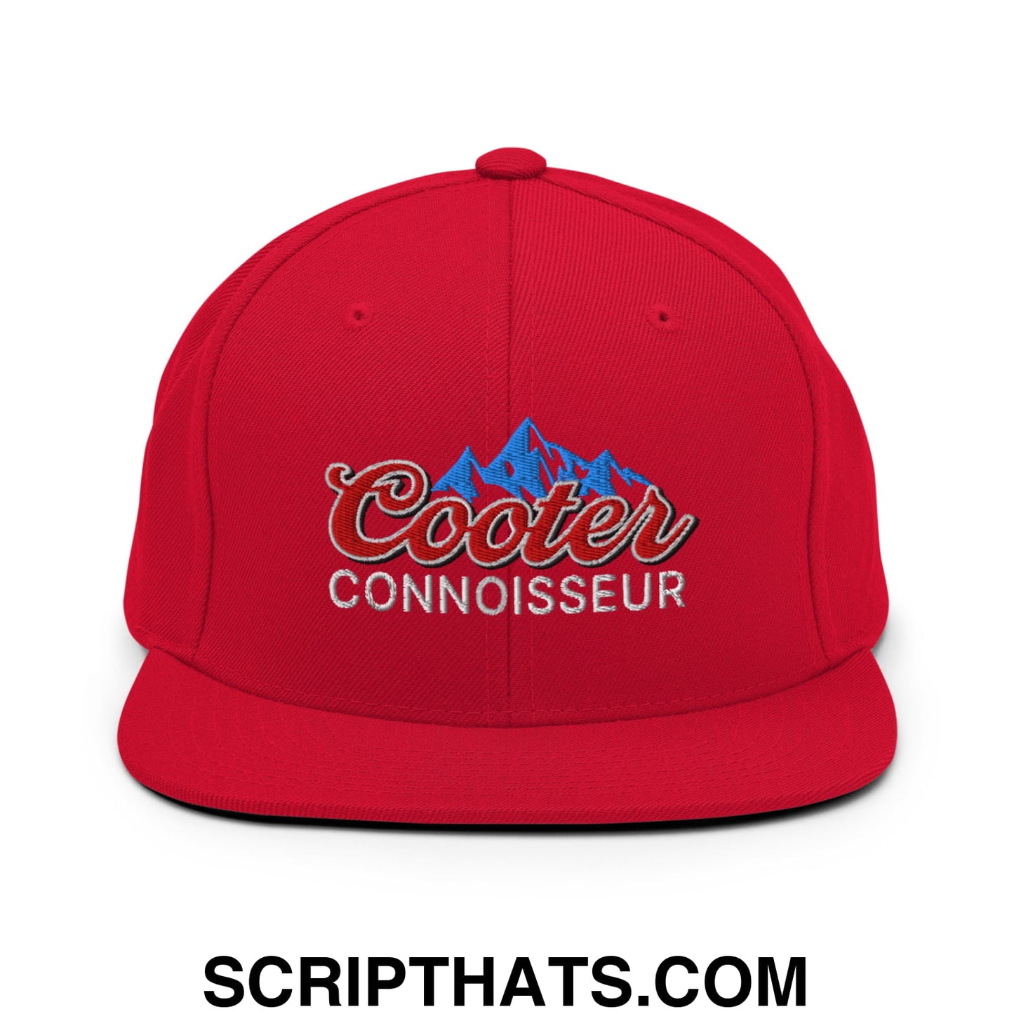 Cooter Connoisseur Embroidered Flat Bill Brim Snapback Hat Red