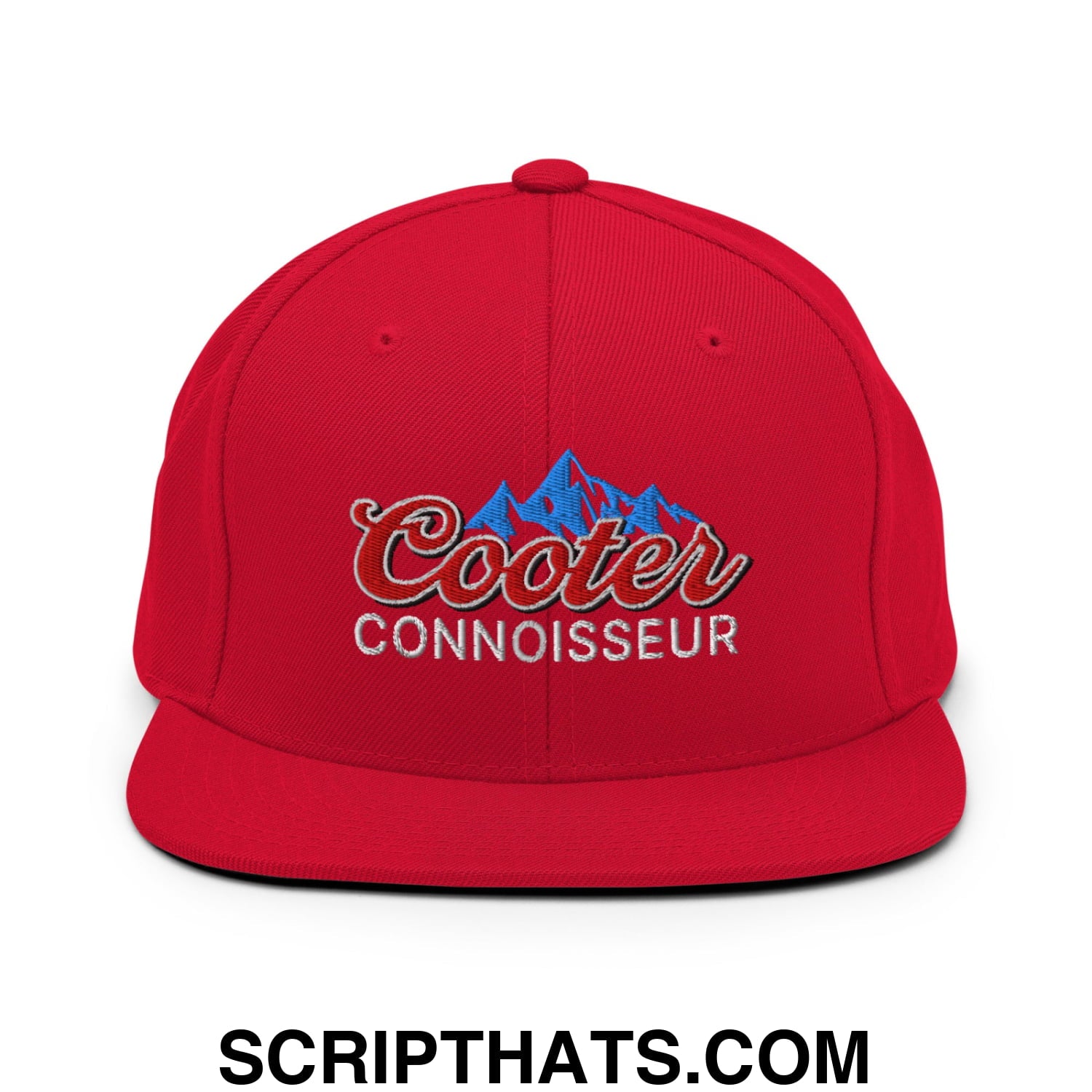 Cooter Connoisseur Embroidered Flat Bill Brim Snapback Hat Red