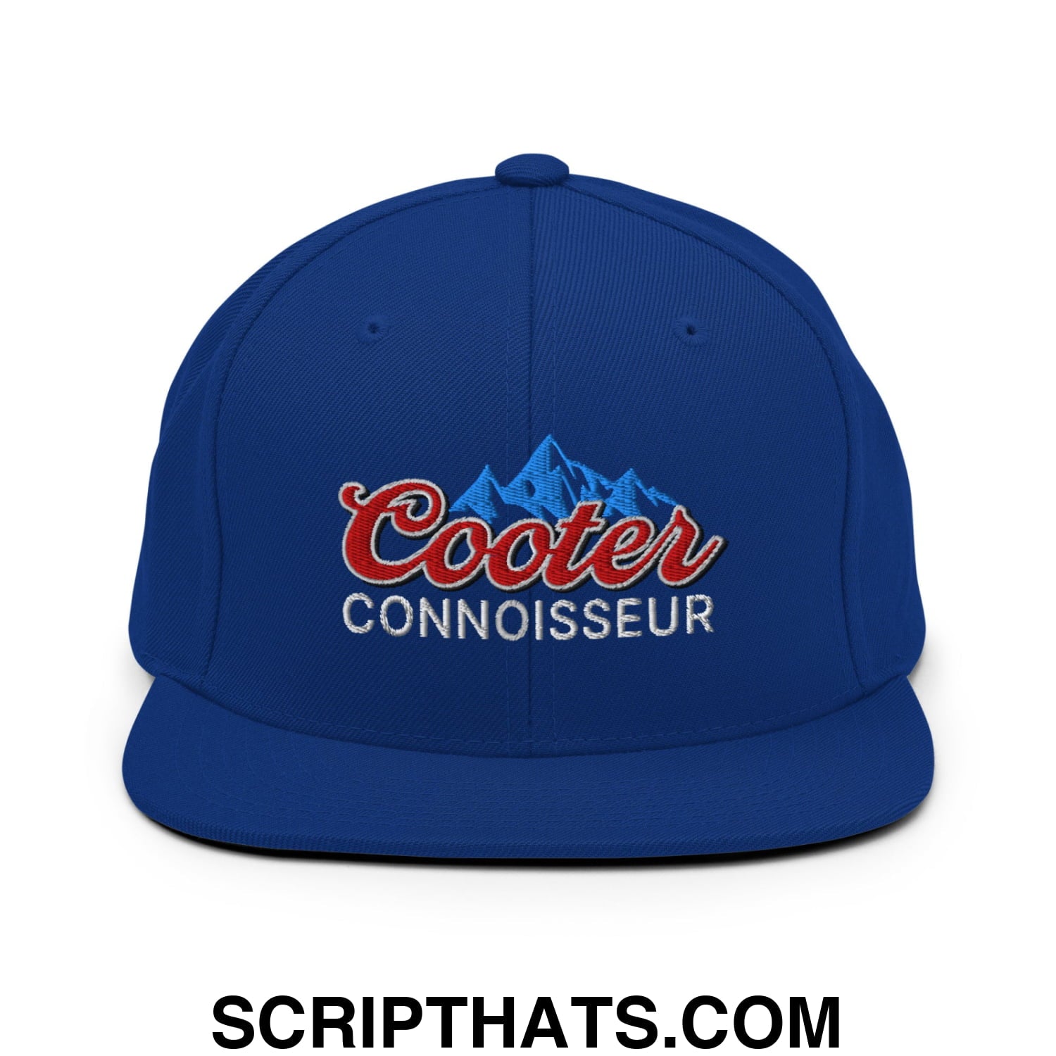 Cooter Connoisseur Embroidered Flat Bill Brim Snapback Hat Royal Blue