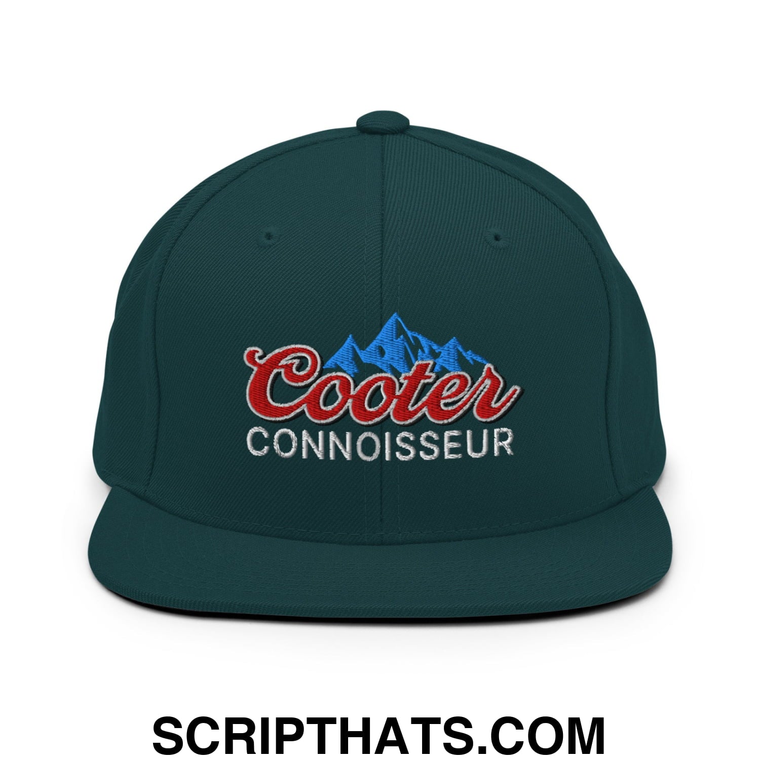 Cooter Connoisseur Embroidered Flat Bill Brim Snapback Hat Spruce