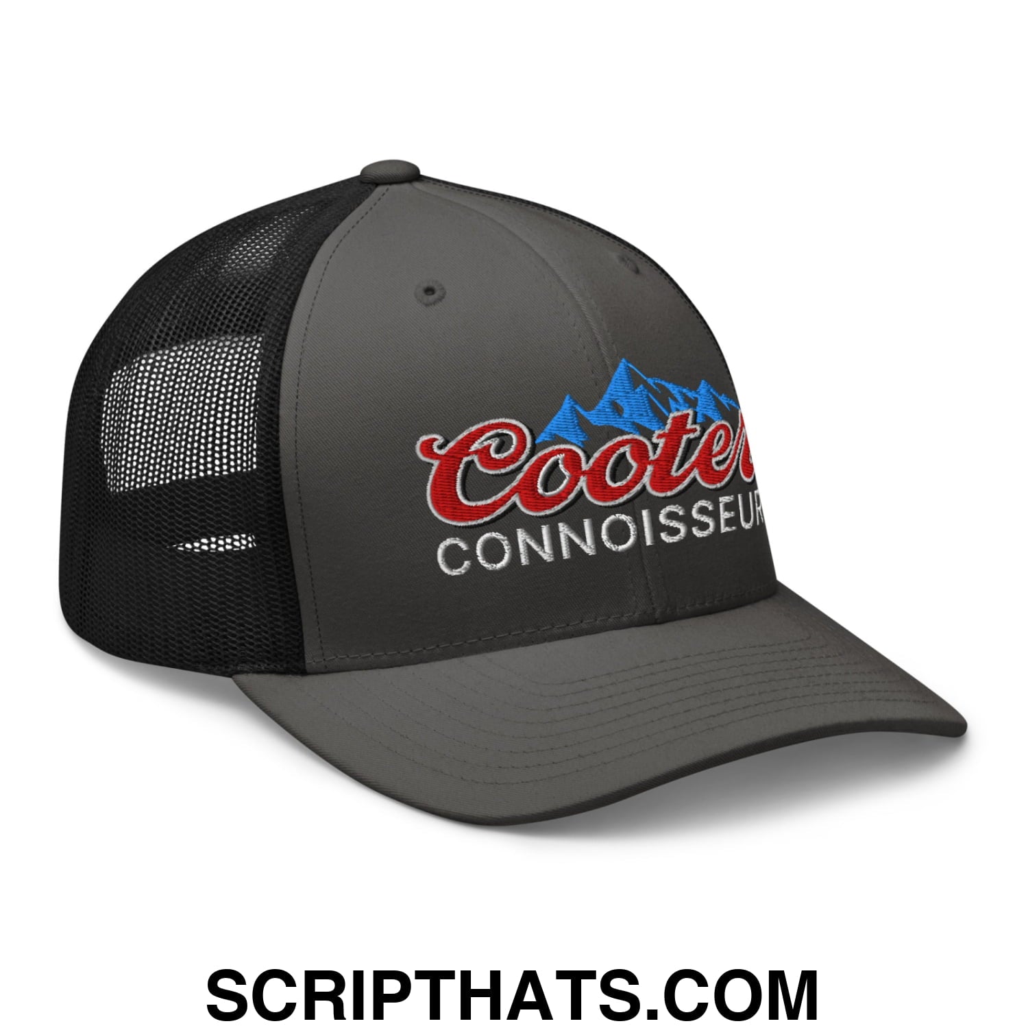 Cooter Connoisseur Embroidered Mesh Trucker Hat Charcoal Black