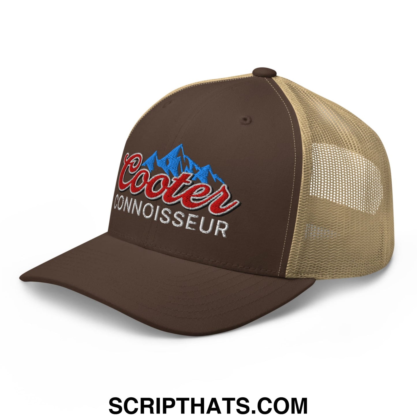 Cooter Connoisseur Embroidered Mesh Trucker Hat Brown Khaki