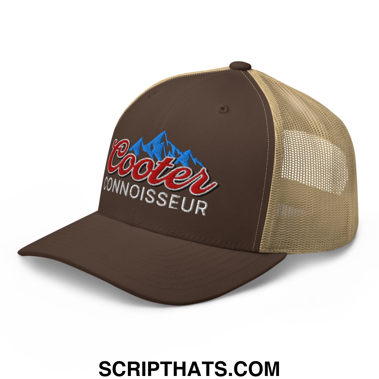 Cooter Connoisseur Embroidered Mesh Trucker Hat Brown Khaki