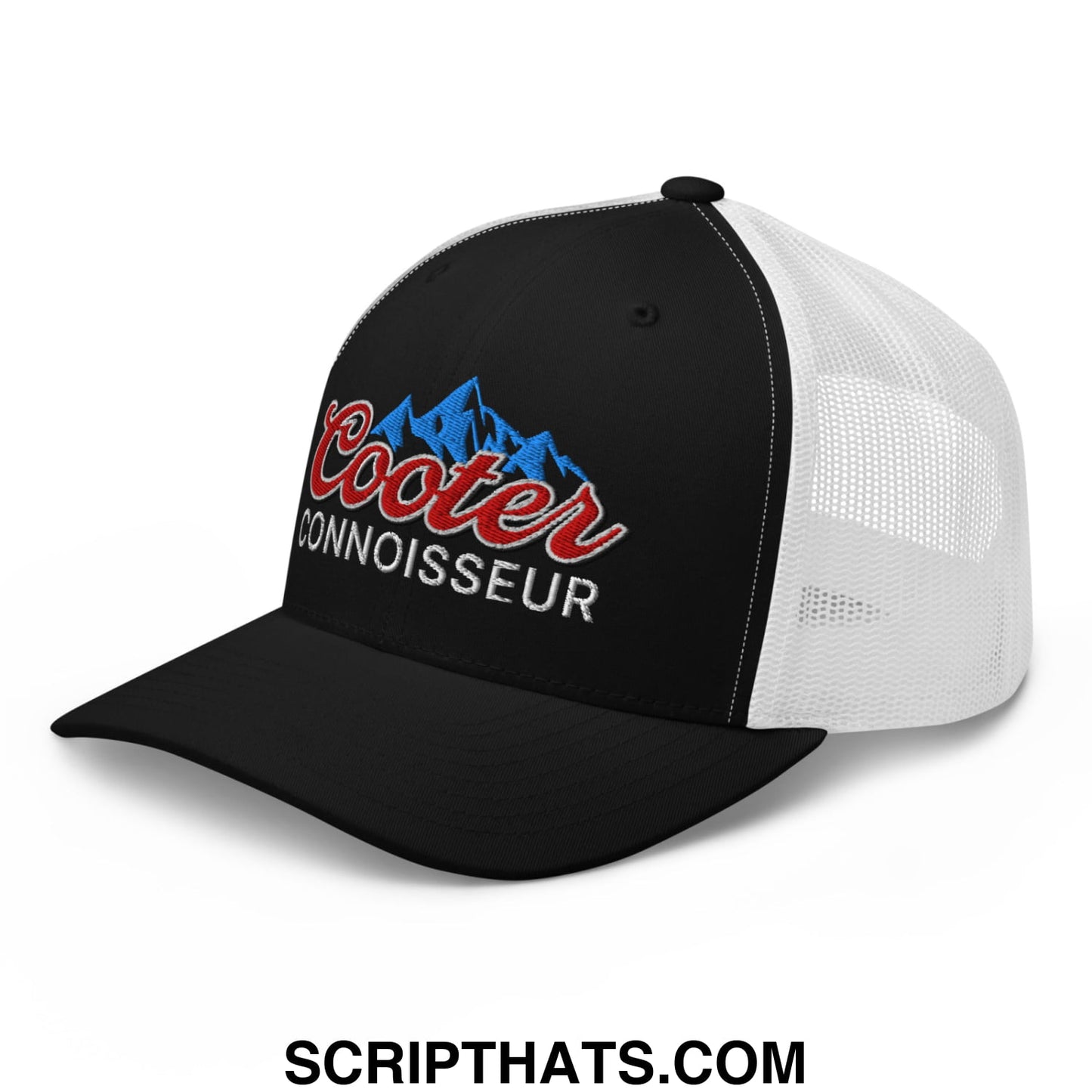 Cooter Connoisseur Embroidered Mesh Trucker Hat Black White