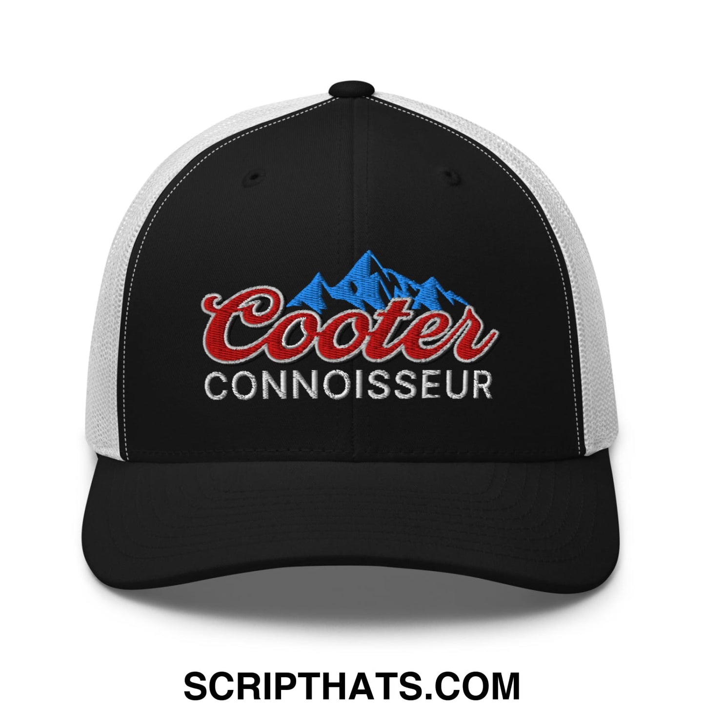 Cooter Connoisseur Embroidered Mesh Trucker Hat Black White