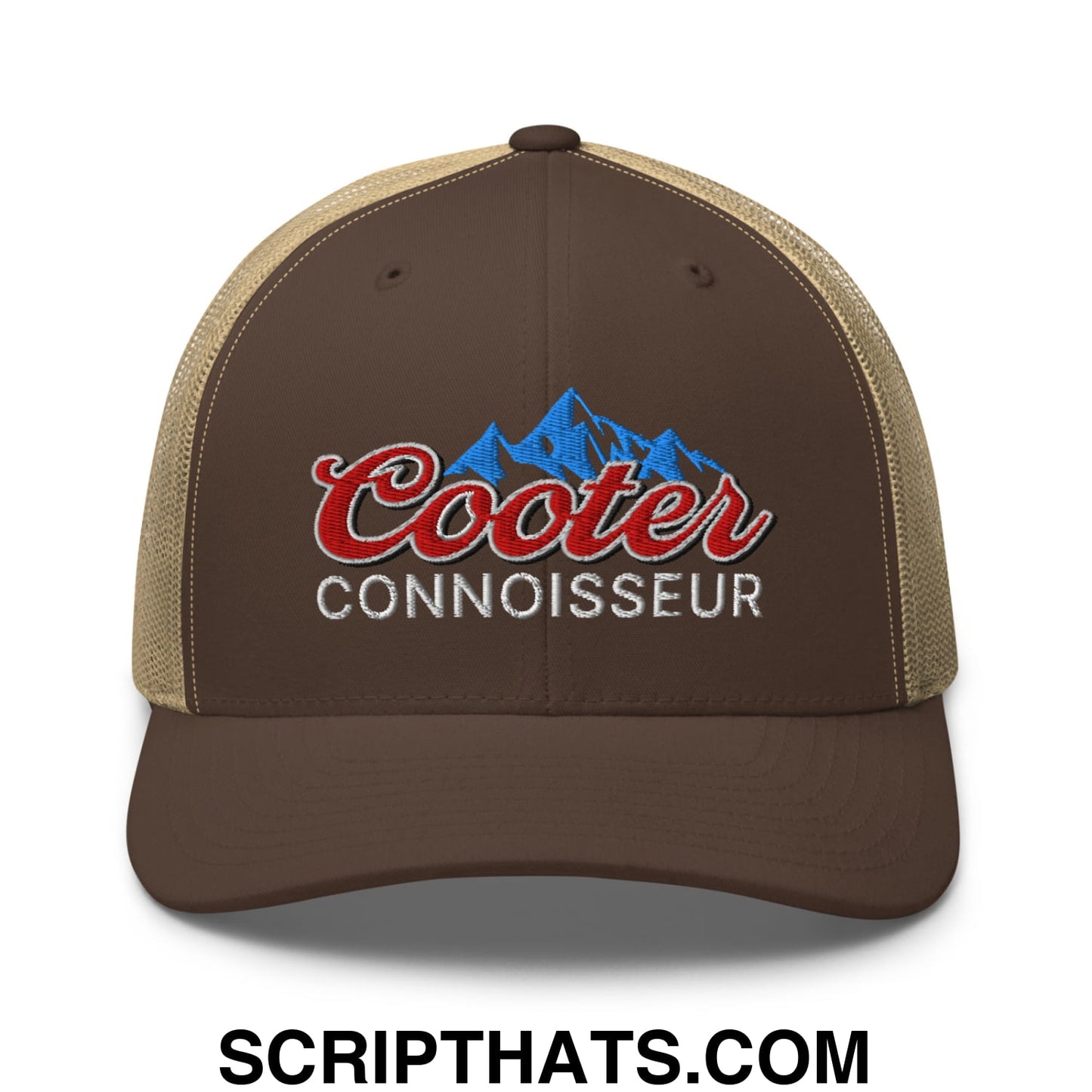 Cooter Connoisseur Embroidered Mesh Trucker Hat Brown Khaki
