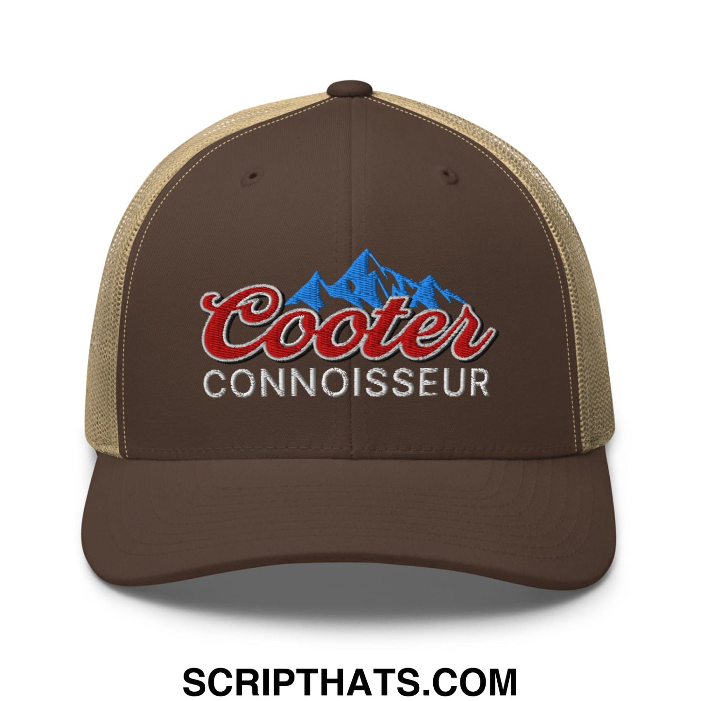 Cooter Connoisseur Embroidered Mesh Trucker Hat Brown Khaki