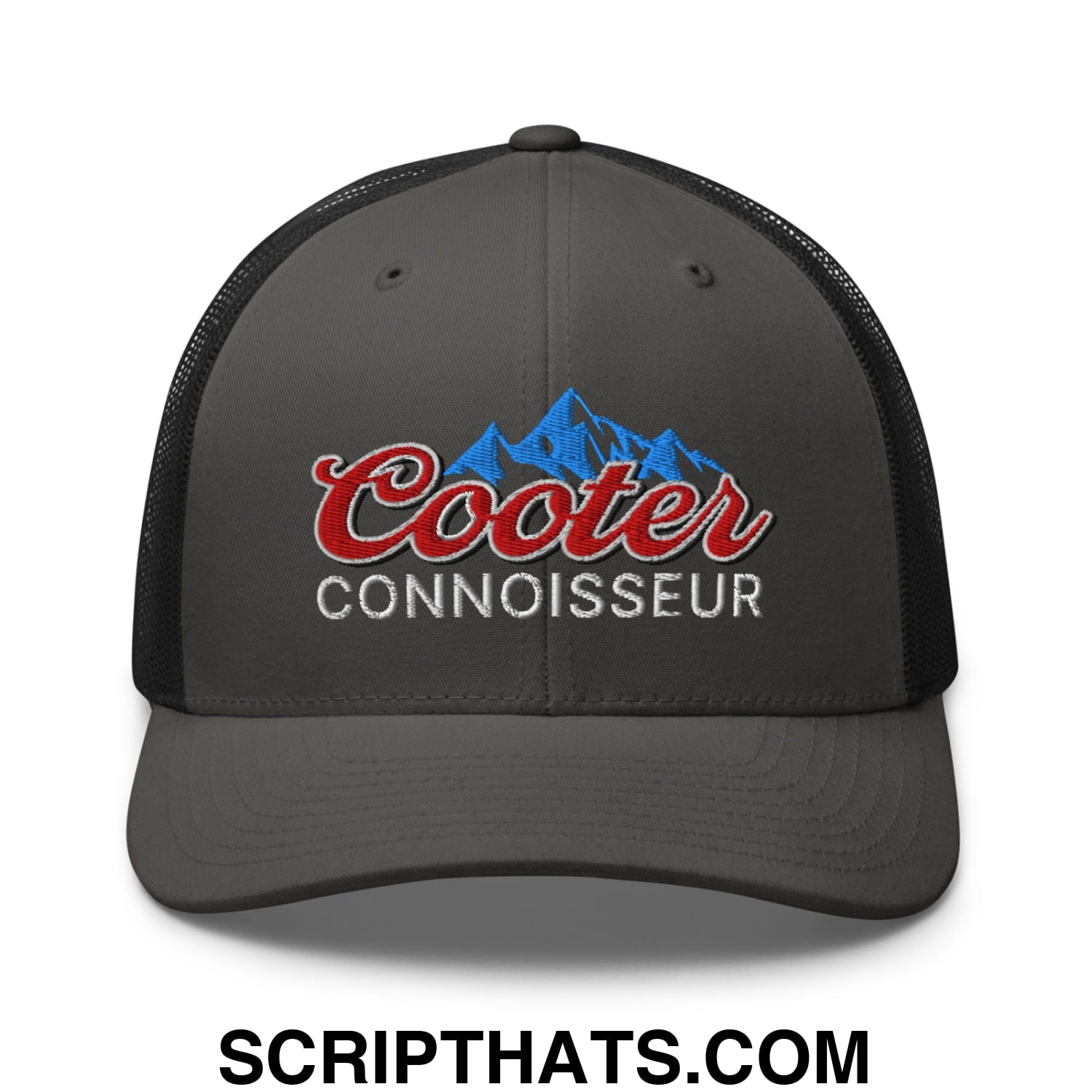 Cooter Connoisseur Embroidered Mesh Trucker Hat Charcoal Black