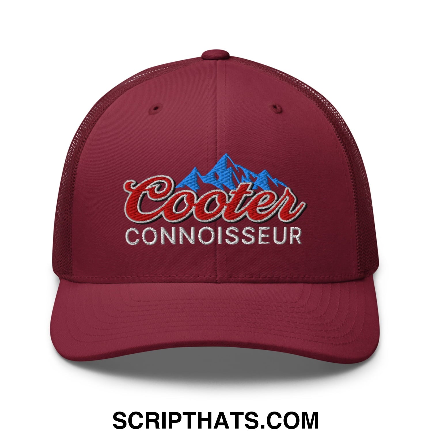 Cooter Connoisseur Embroidered Mesh Trucker Hat Cranberry