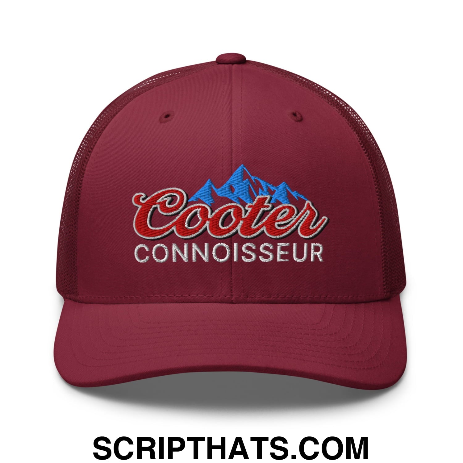 Cooter Connoisseur Embroidered Mesh Trucker Hat Cranberry