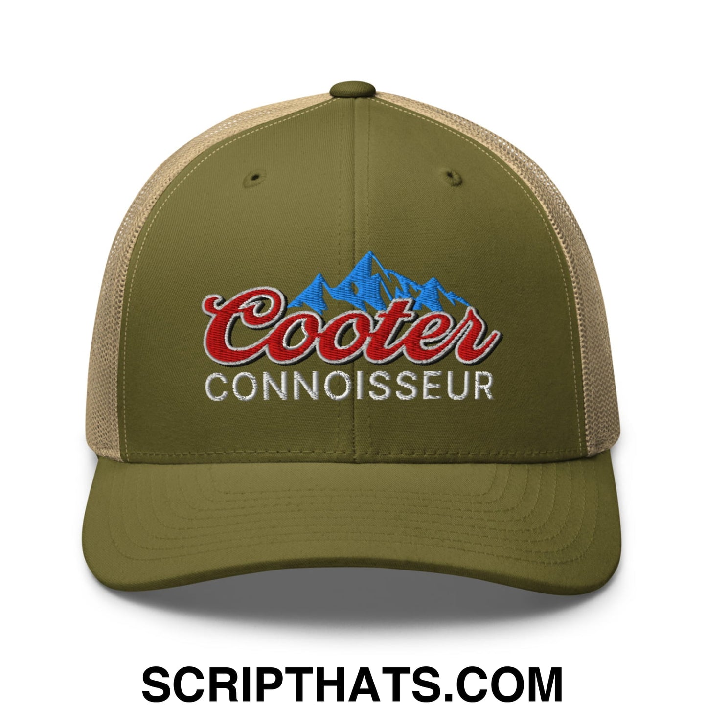 Cooter Connoisseur Embroidered Mesh Trucker Hat Moss Khaki