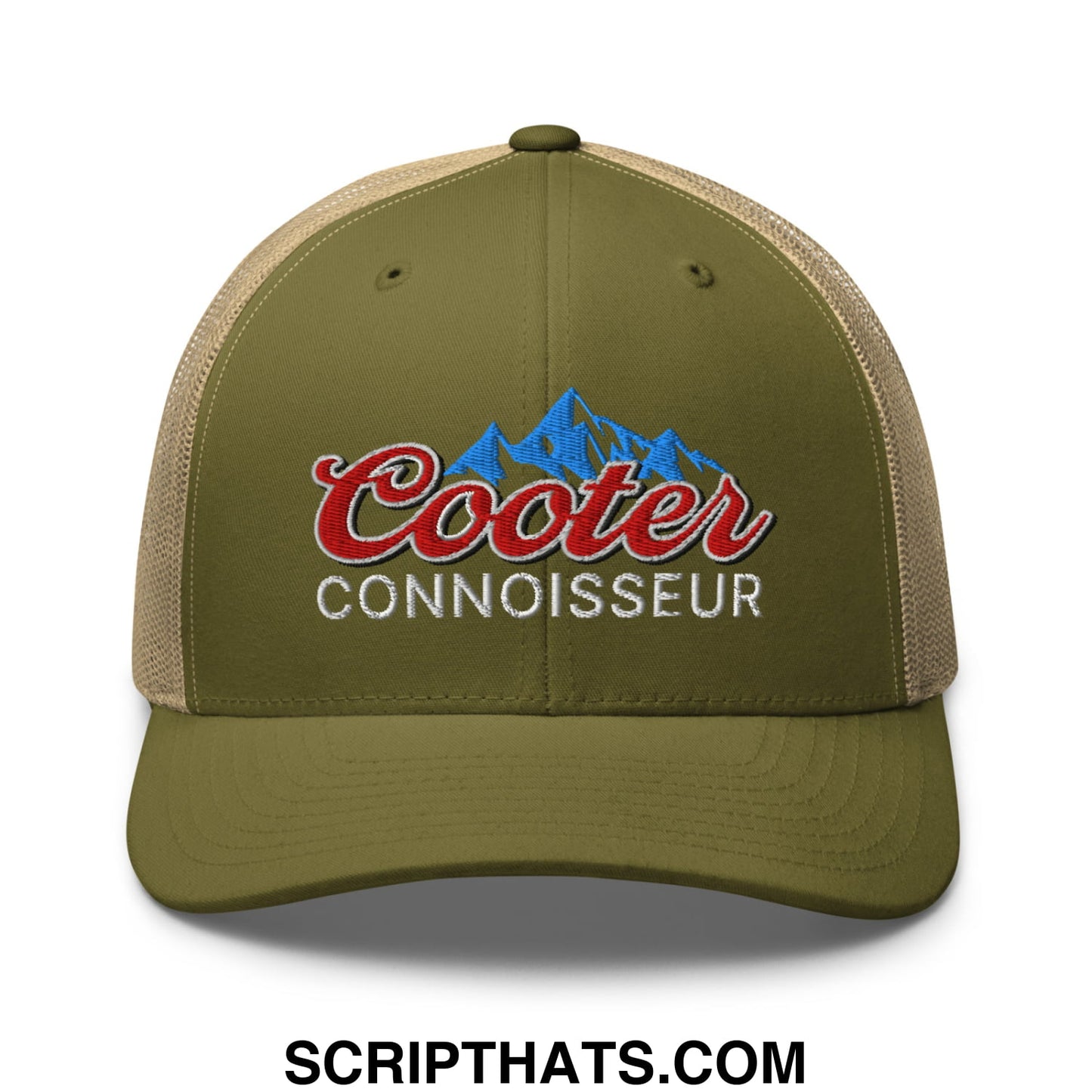 Cooter Connoisseur Embroidered Mesh Trucker Hat Moss Khaki