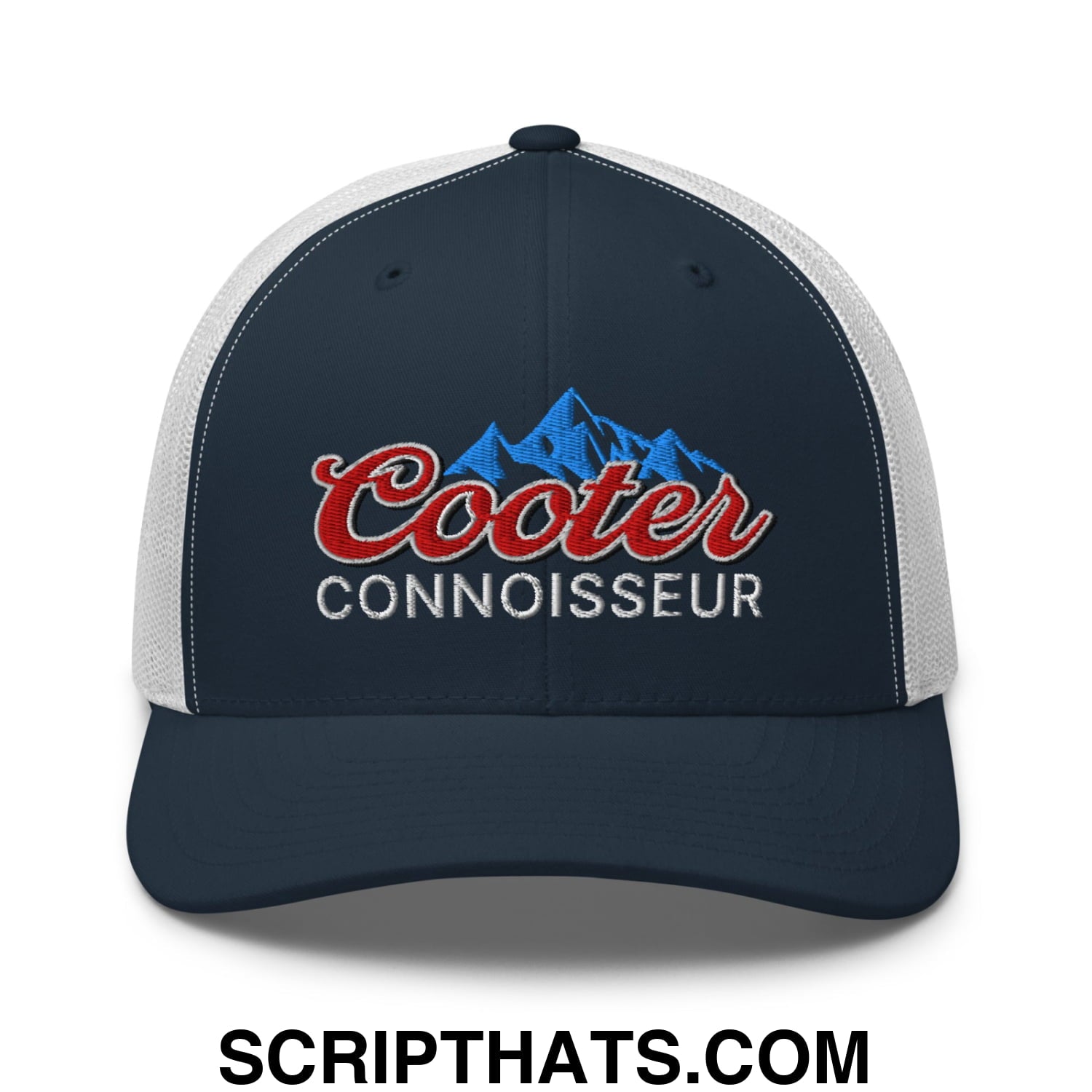 Cooter Connoisseur Embroidered Mesh Trucker Hat Navy White