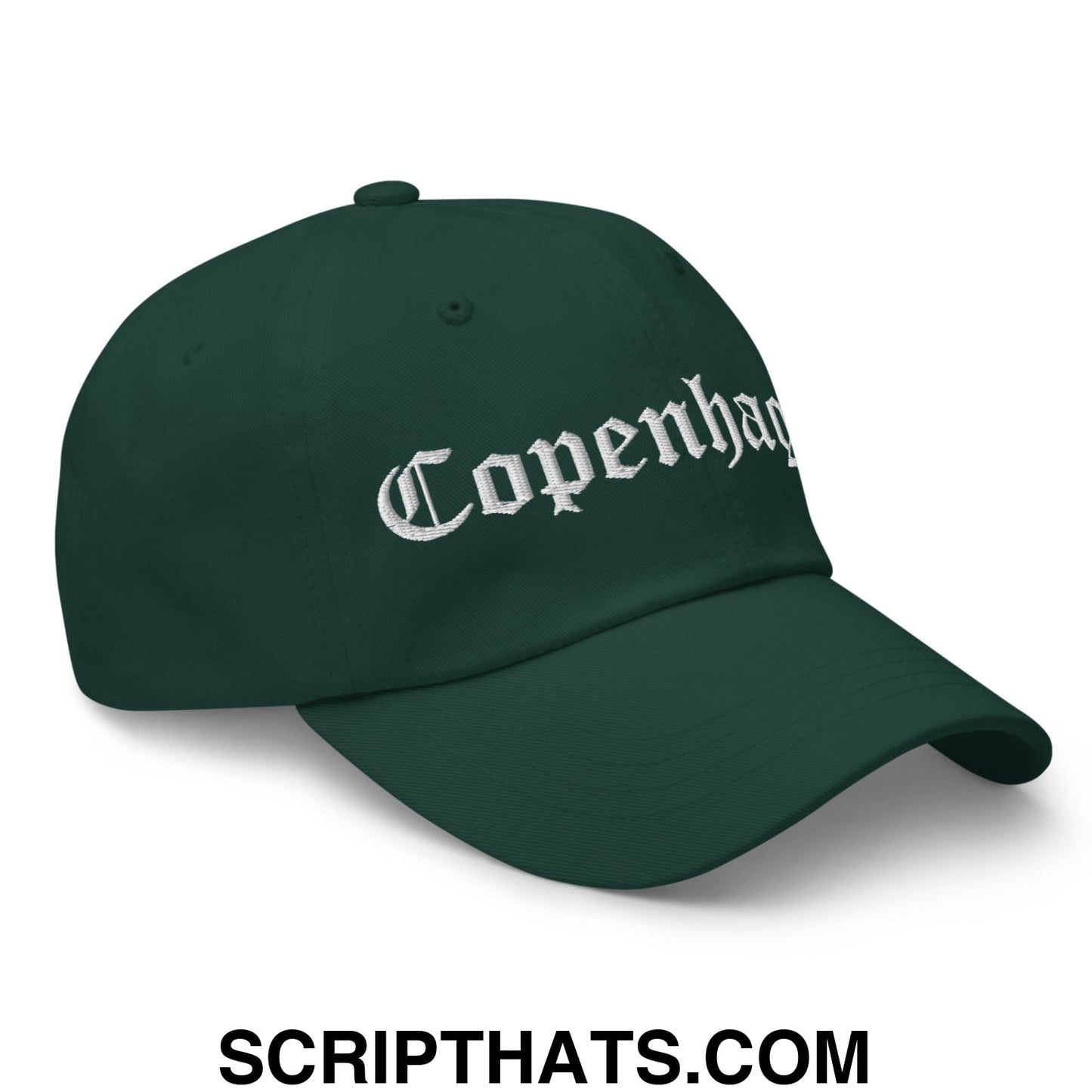 Copenhagen Old English Embroidered Unstructured Dad Hat Spruce