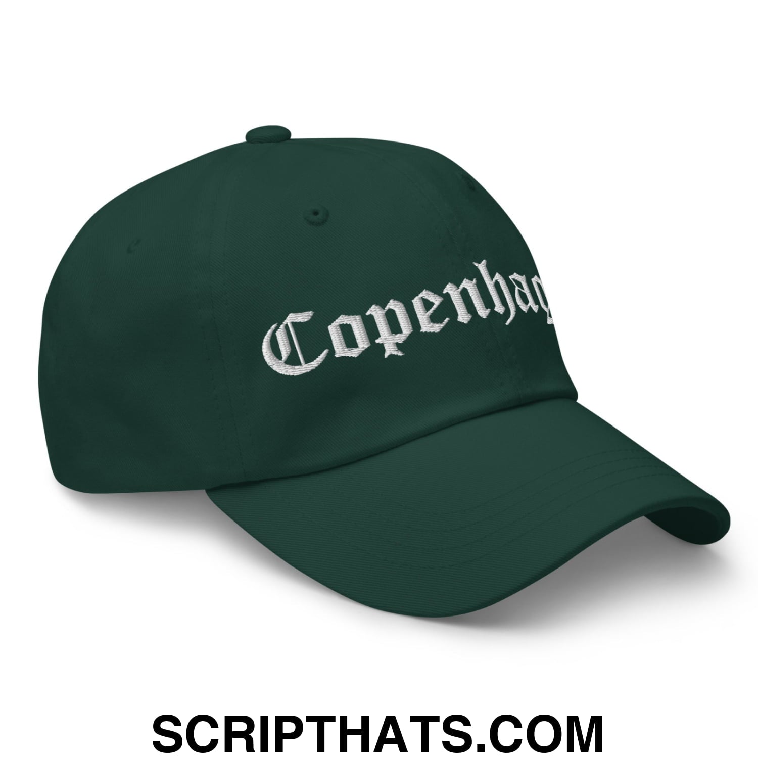 Copenhagen Old English Embroidered Unstructured Dad Hat Spruce