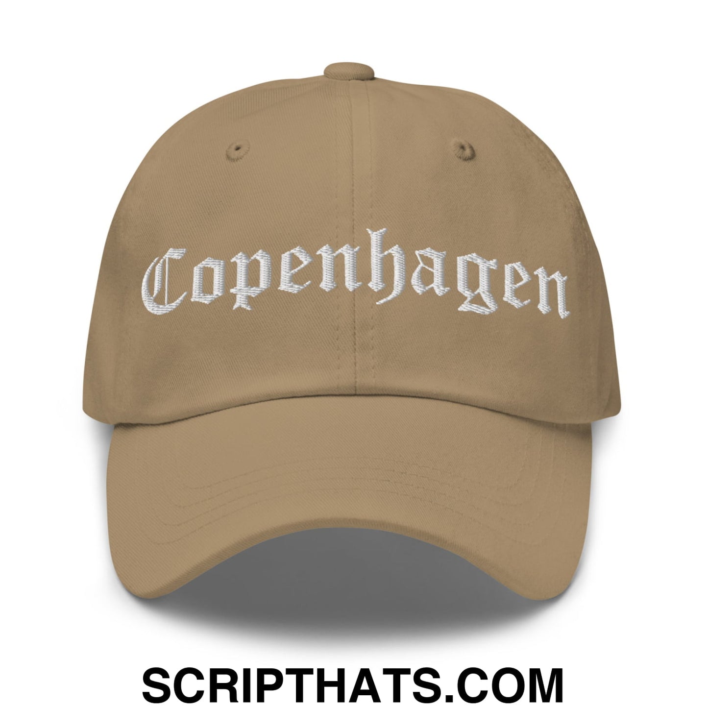 Copenhagen Old English Embroidered Unstructured Dad Hat Khaki