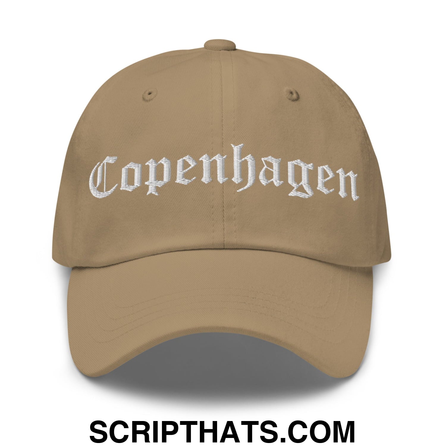 Copenhagen Old English Embroidered Unstructured Dad Hat Khaki
