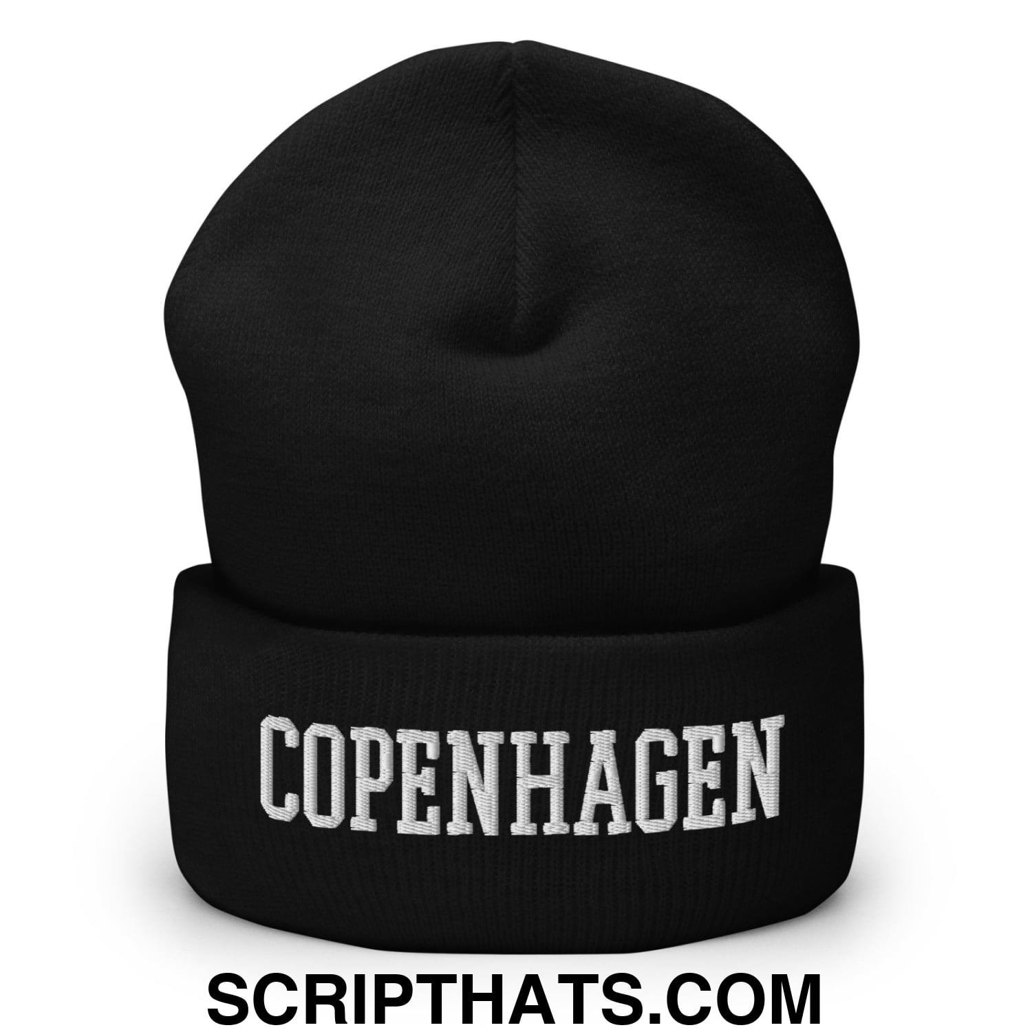 Copenhagen Varsity College Block Embroidered Knit Cuffed Beanie Black