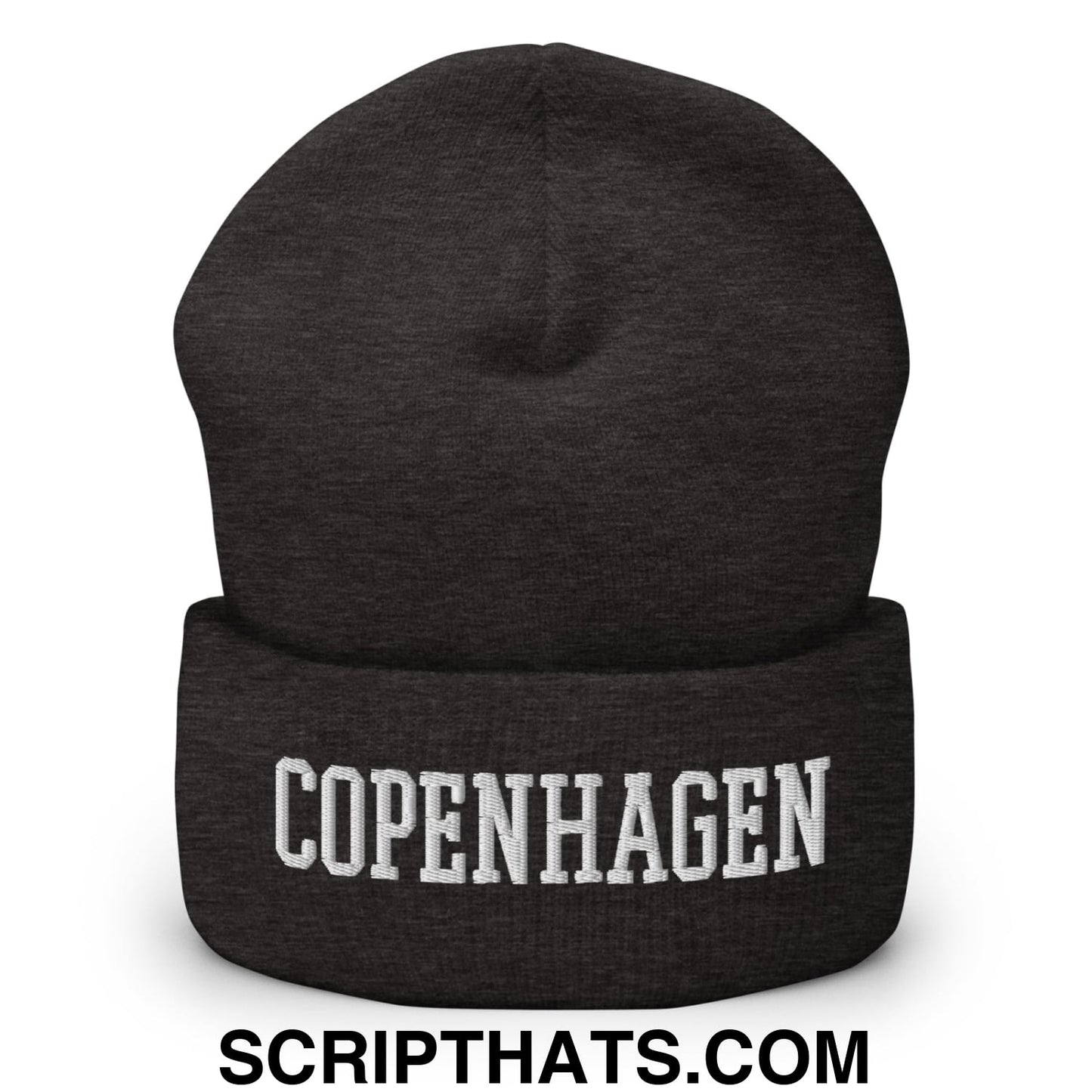 Copenhagen Varsity College Block Embroidered Knit Cuffed Beanie Dark Grey