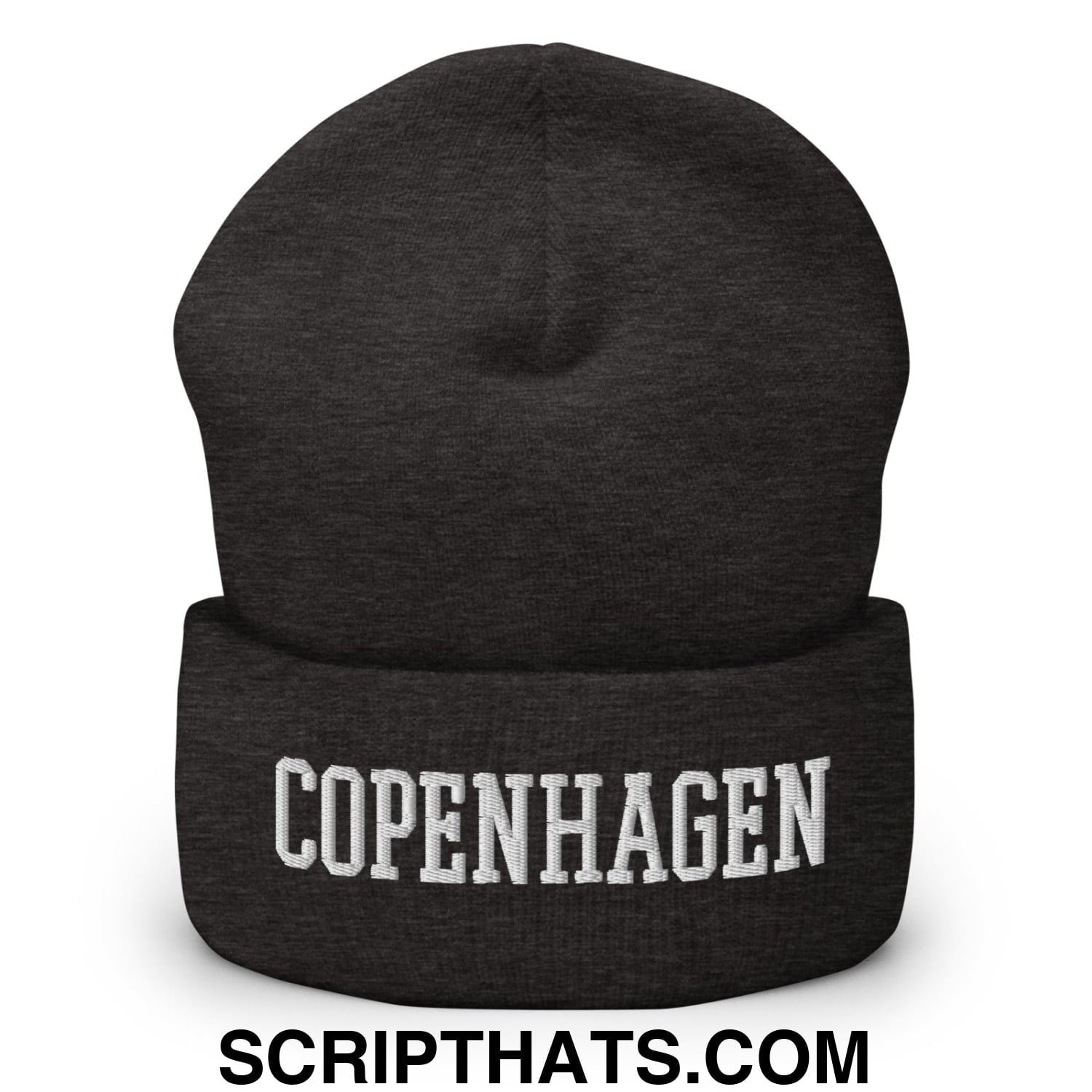 Copenhagen Varsity College Block Embroidered Knit Cuffed Beanie Dark Grey