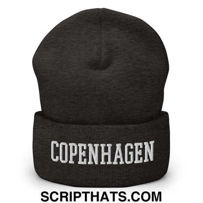 Copenhagen Varsity College Block Embroidered Knit Cuffed Beanie Dark Grey