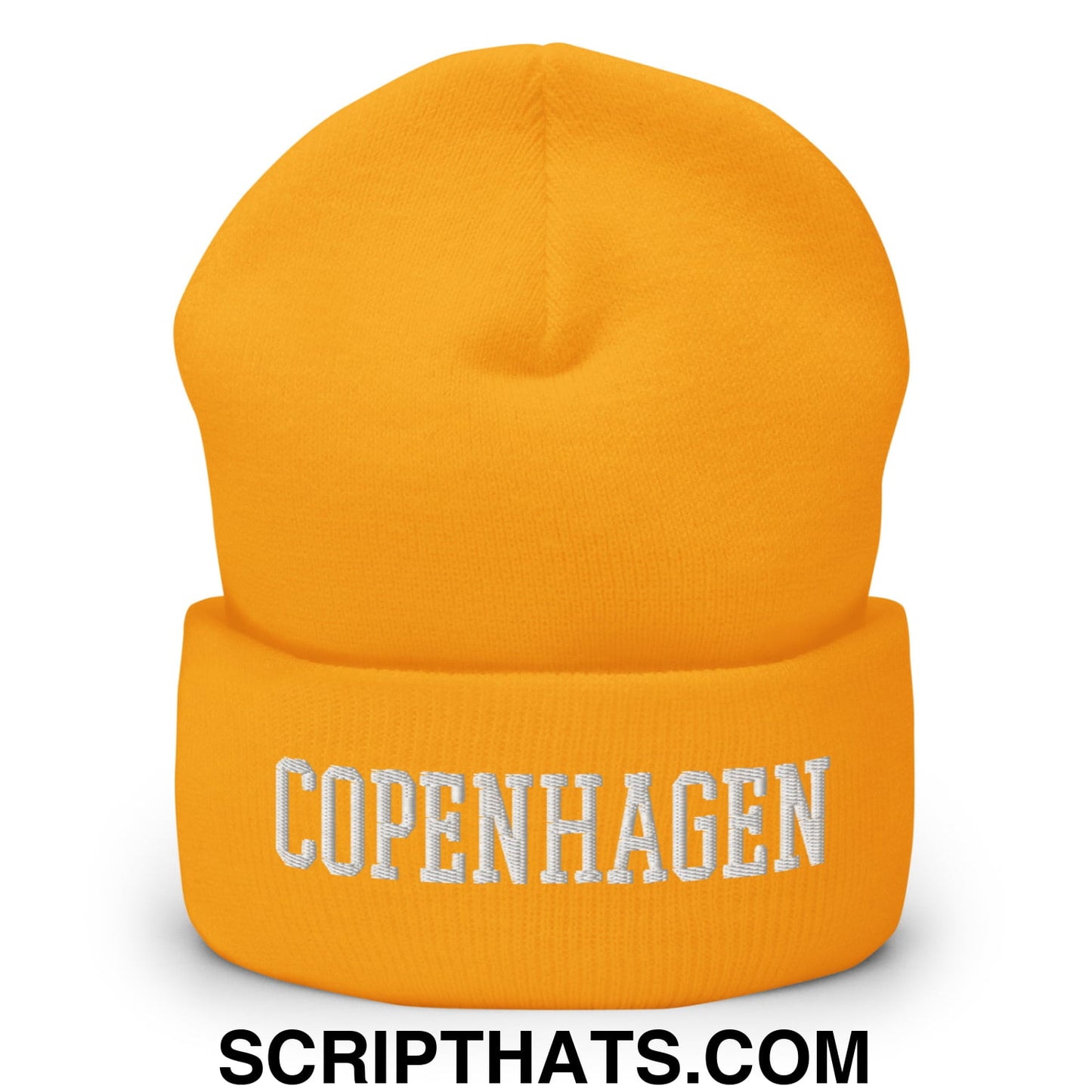 Copenhagen Varsity College Block Embroidered Knit Cuffed Beanie Gold