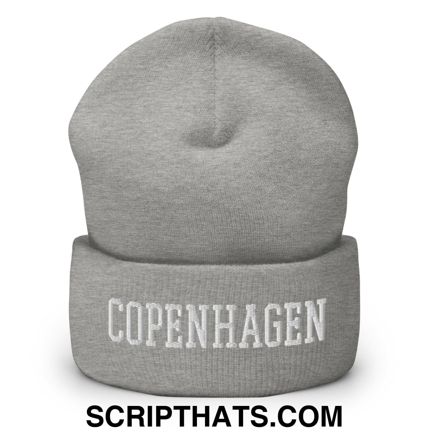 Copenhagen Varsity College Block Embroidered Knit Cuffed Beanie Heather Grey