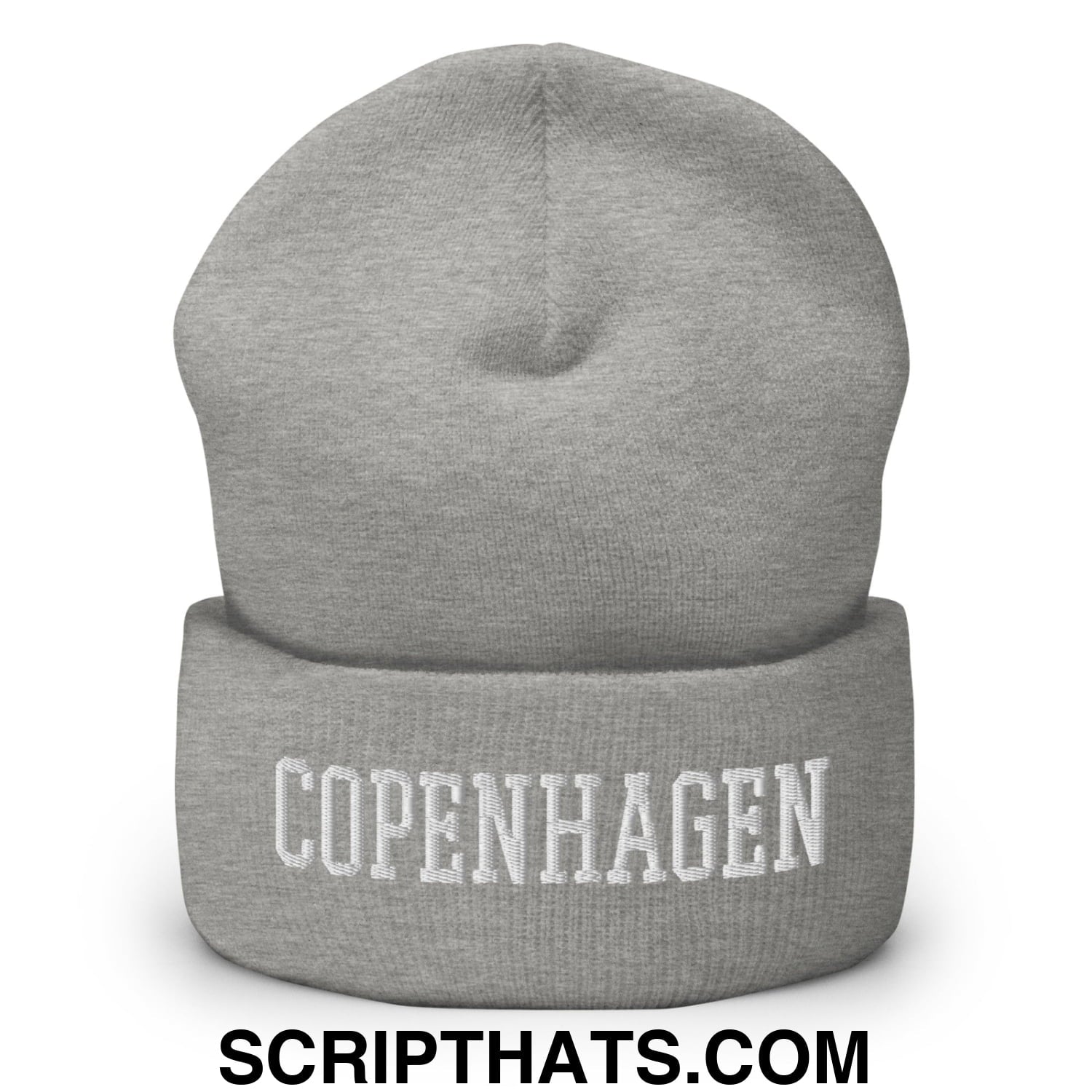 Copenhagen Varsity College Block Embroidered Knit Cuffed Beanie Heather Grey