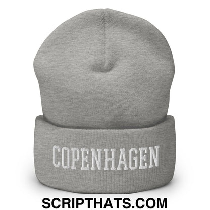 Copenhagen Varsity College Block Embroidered Knit Cuffed Beanie Heather Grey