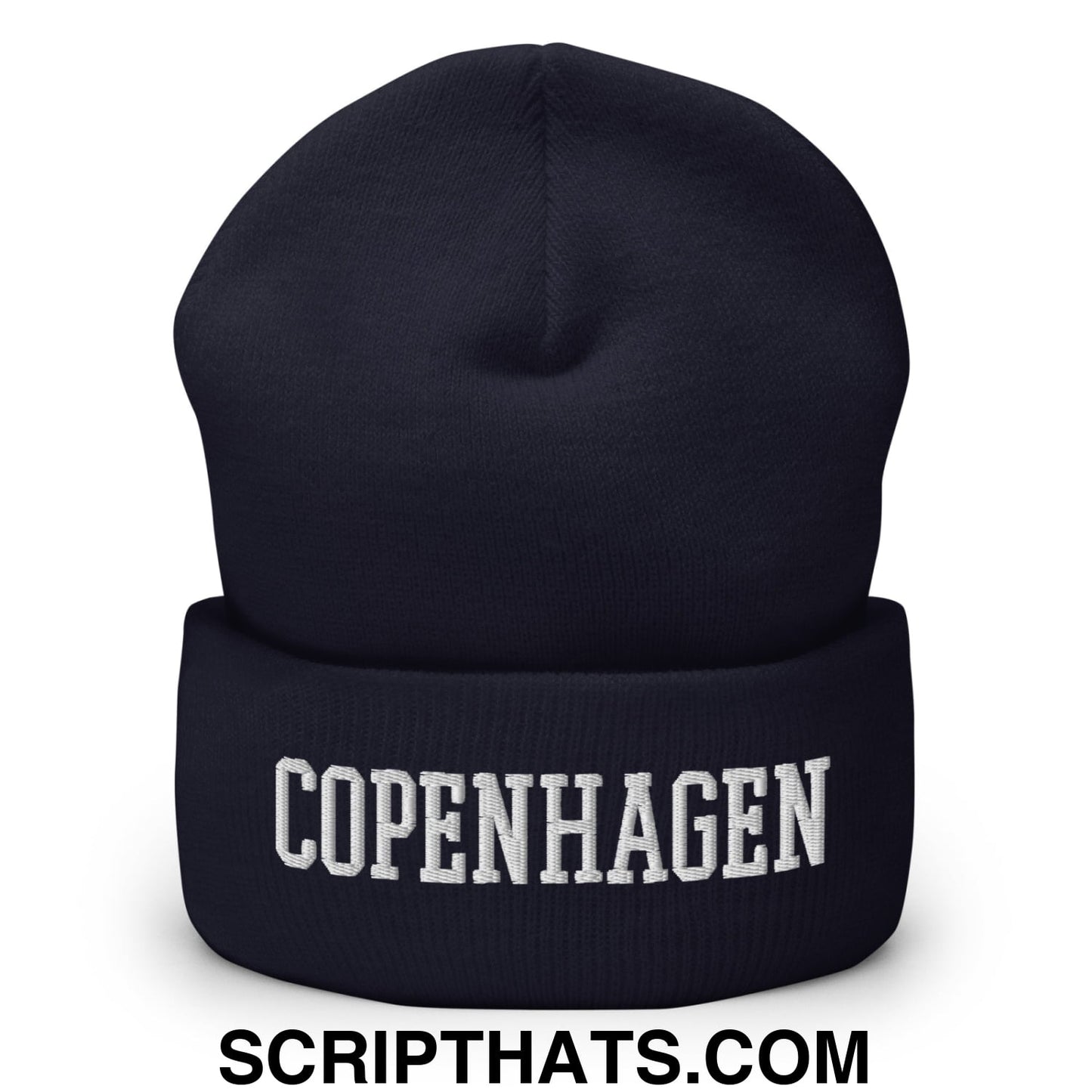 Copenhagen Varsity College Block Embroidered Knit Cuffed Beanie Navy