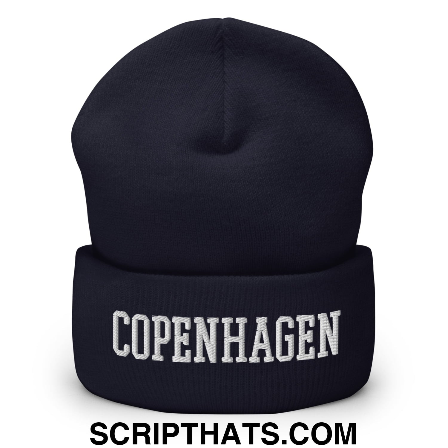 Copenhagen Varsity College Block Embroidered Knit Cuffed Beanie Navy